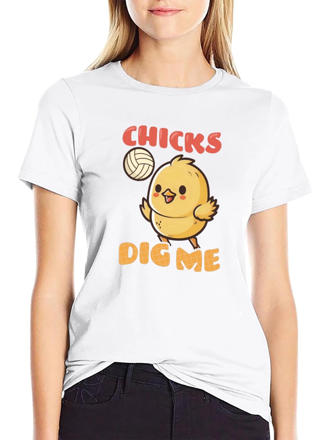 Black Chicks Dig Me T-Shirt - Volleyball Chick Graphic Tee view 9