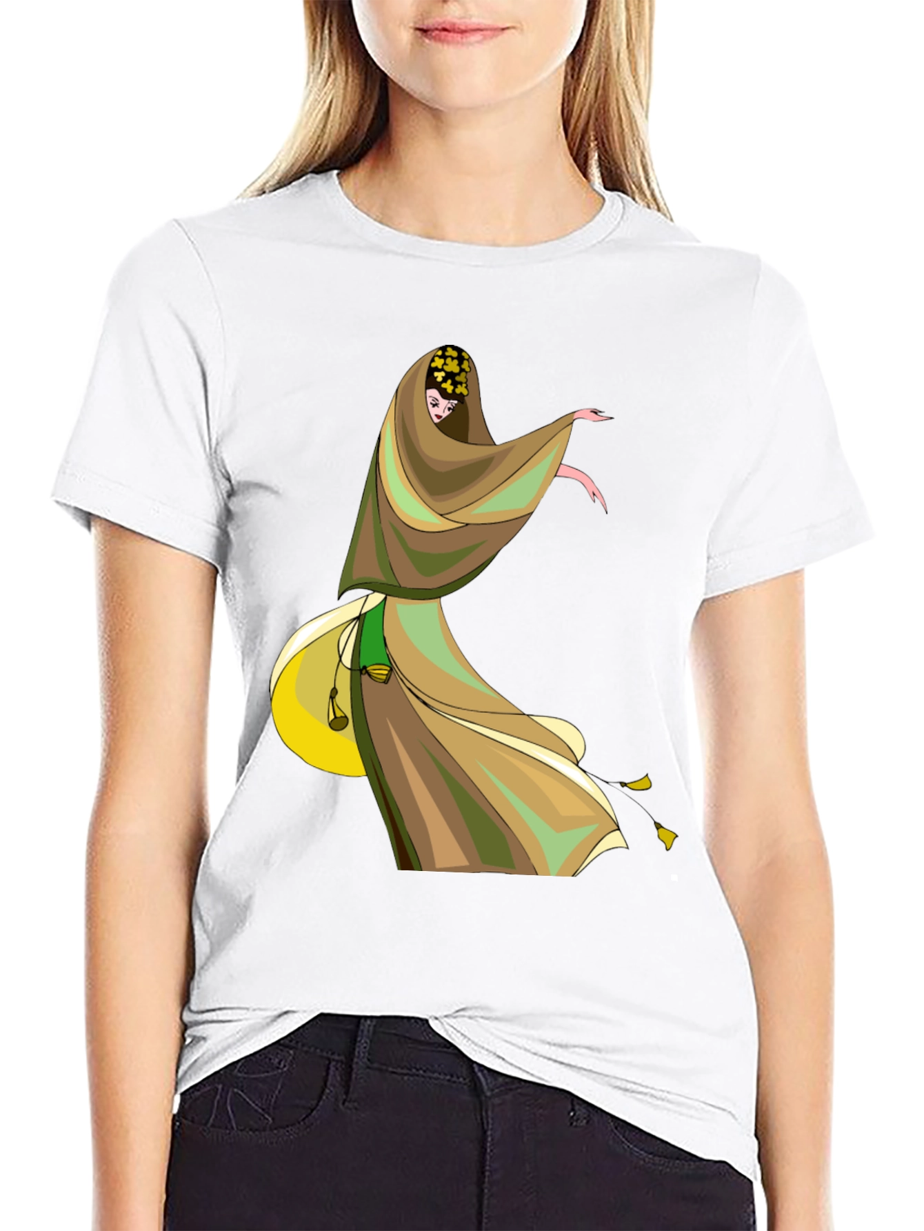 Black Mystic Dancer Graphic Tee - Black Cotton Blend view 9