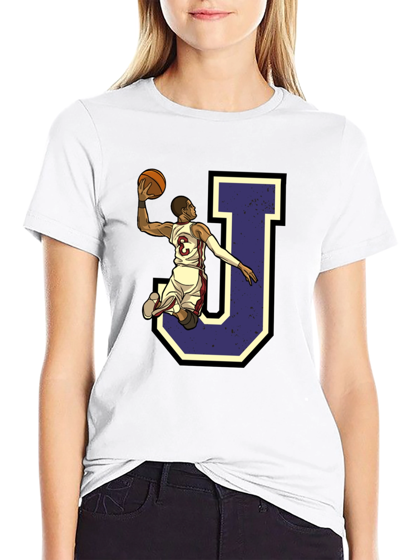 Black Basketball Player 'J' Graphic Tee view 9