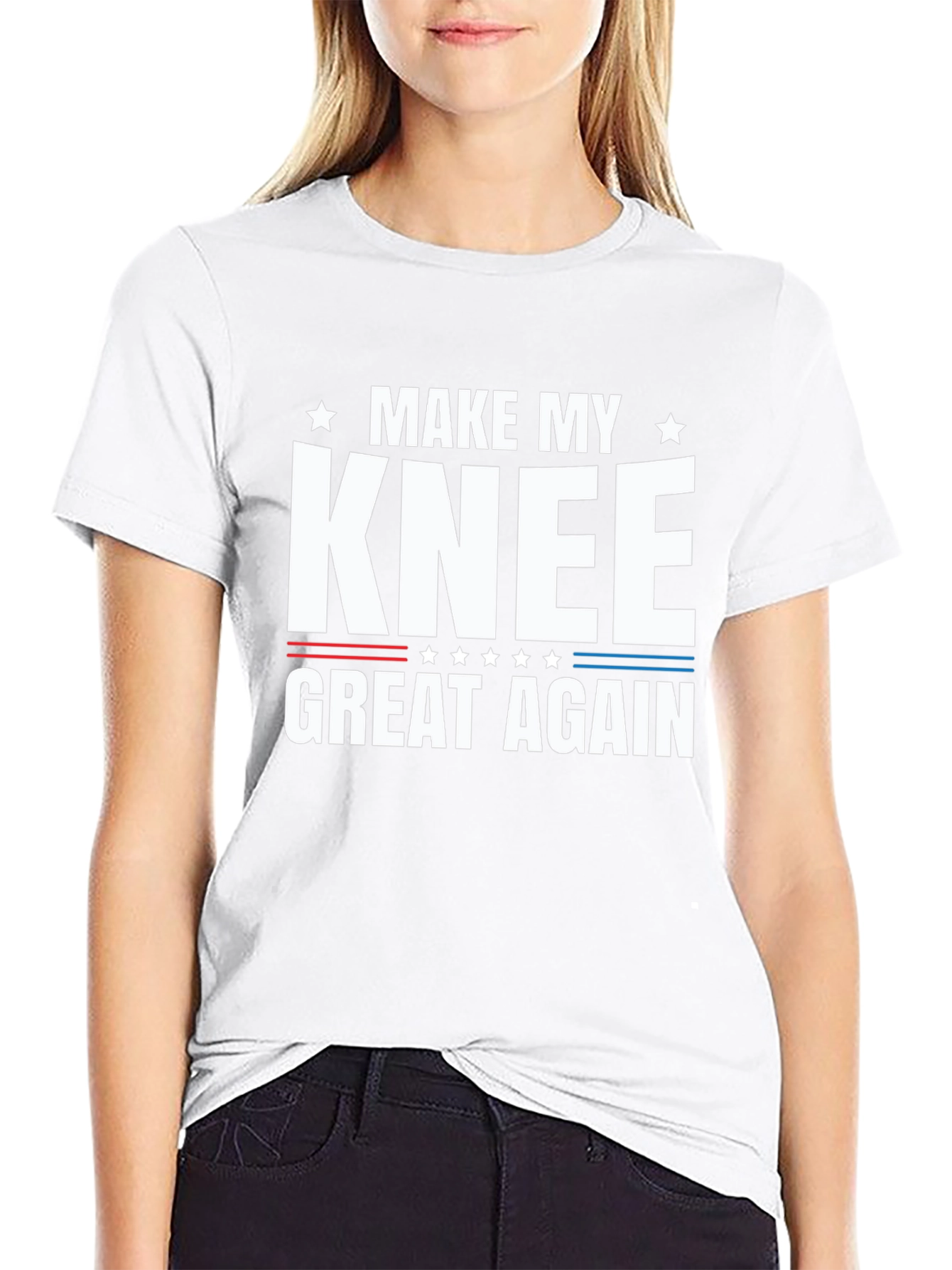 Black Make My Knee Great Again Graphic Tee view 9