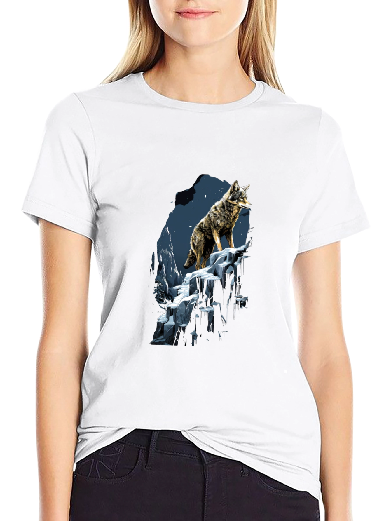 Black Wolf Graphic Tee - Black Cotton Blend view 9