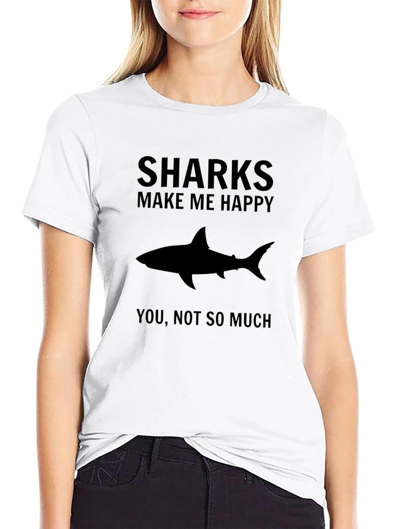 Black Shark Lover Graphic T-Shirt - Funny Shark Tee view 9