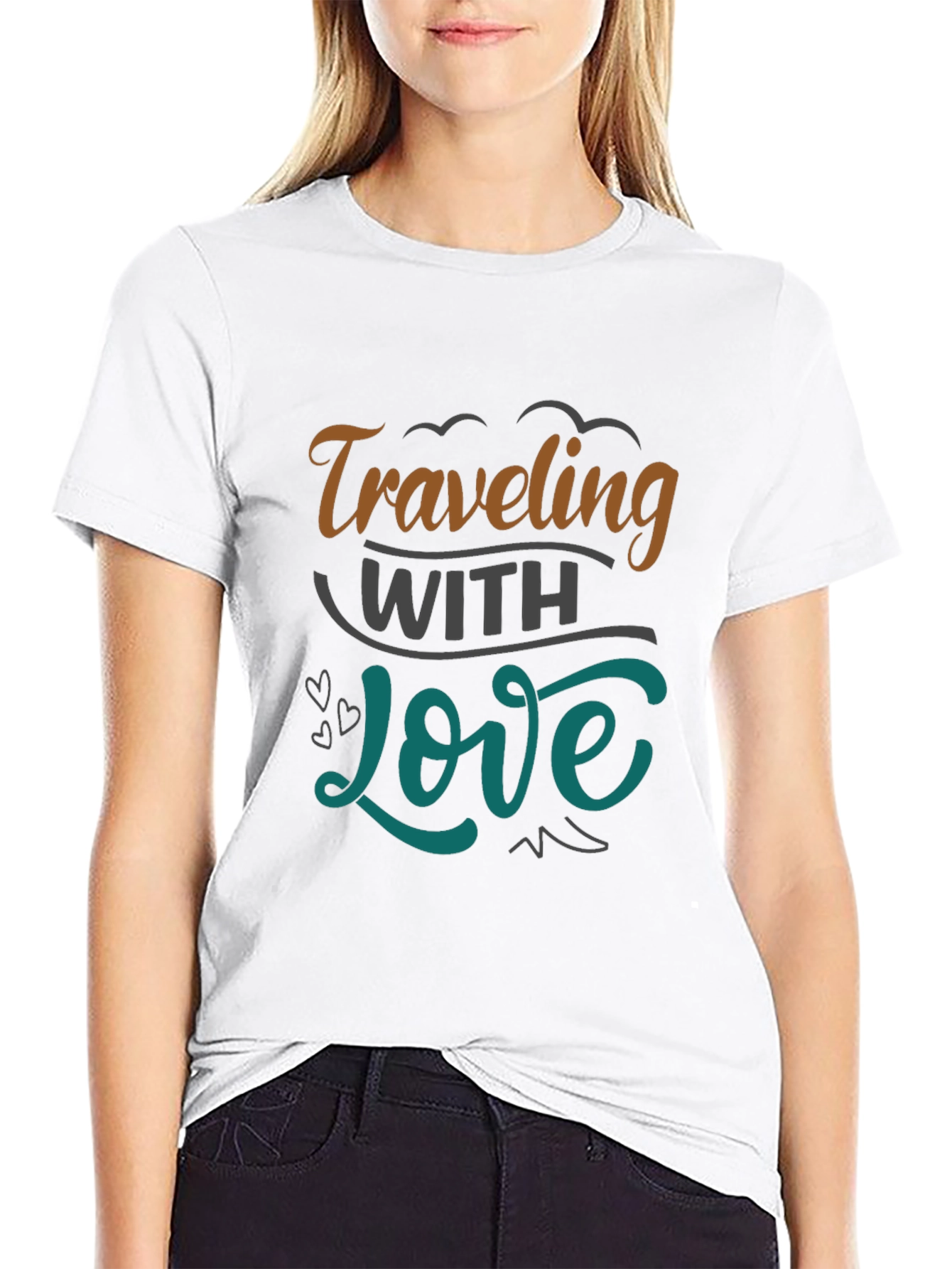 Black Traveling With Love Graphic Tee view 9