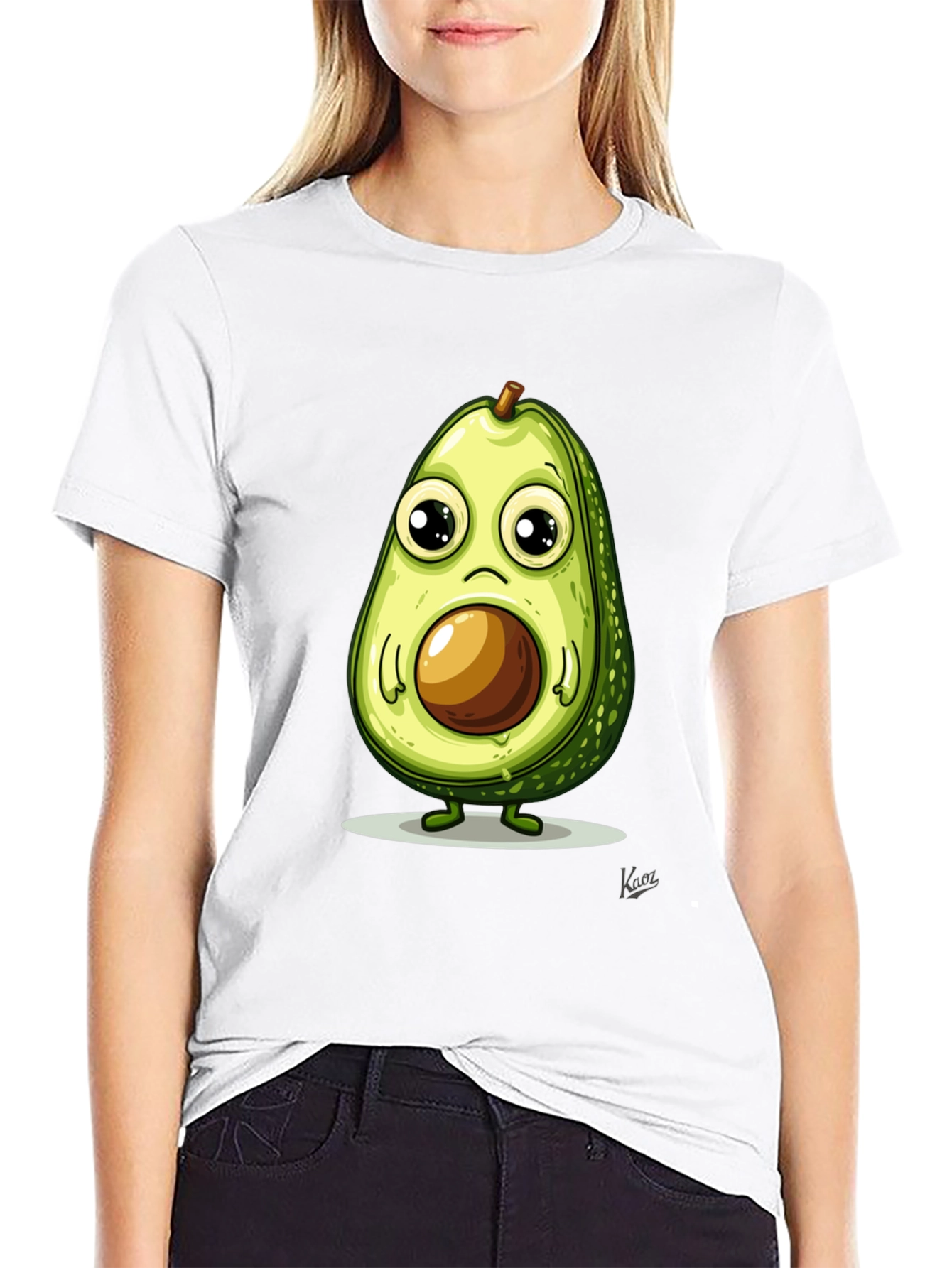 Black Cute Avocado T-Shirt - Unique Graphic Tee view 9