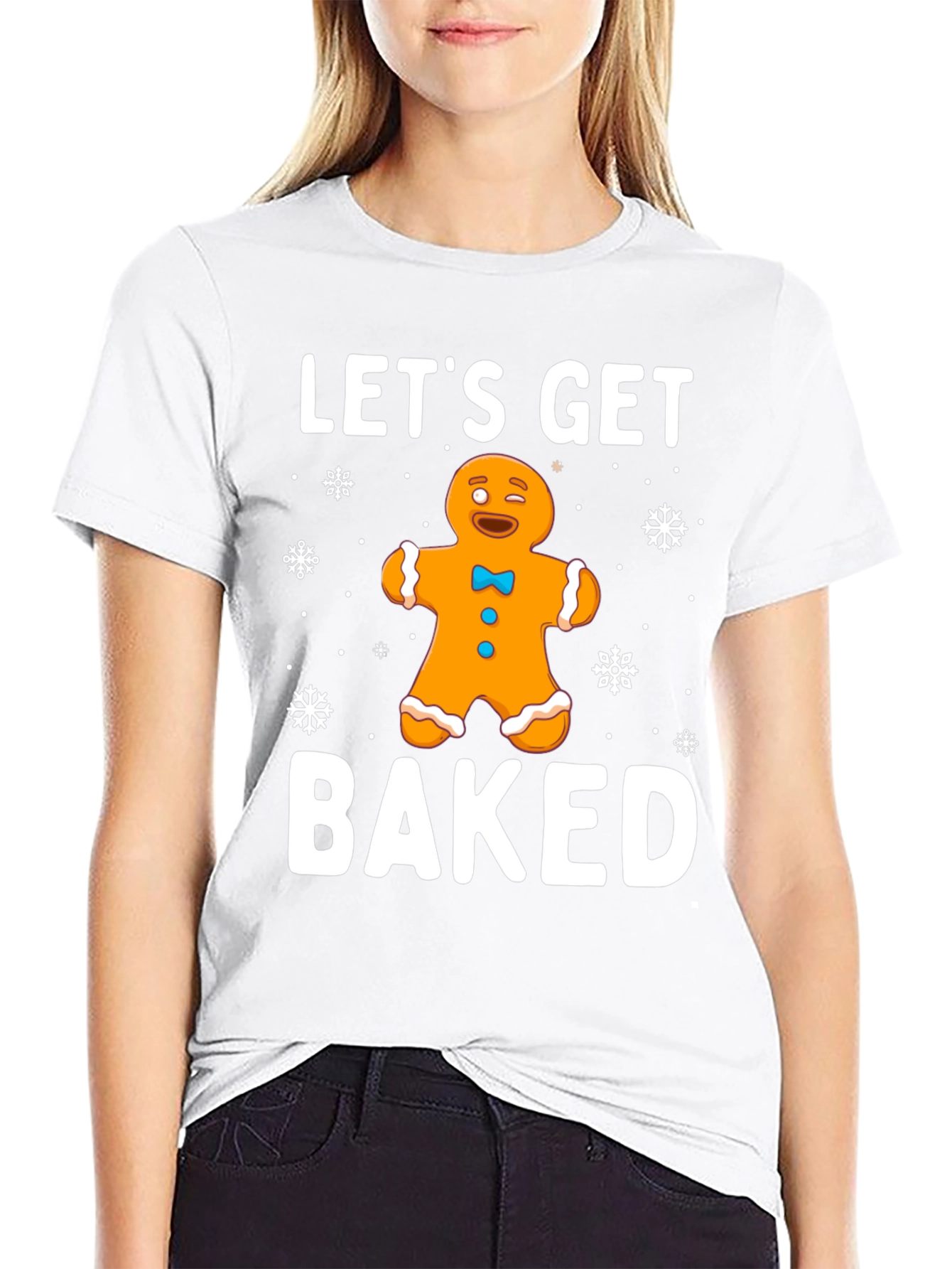 Black Let's Get Baked Gingerbread Holiday T-Shirt view 9