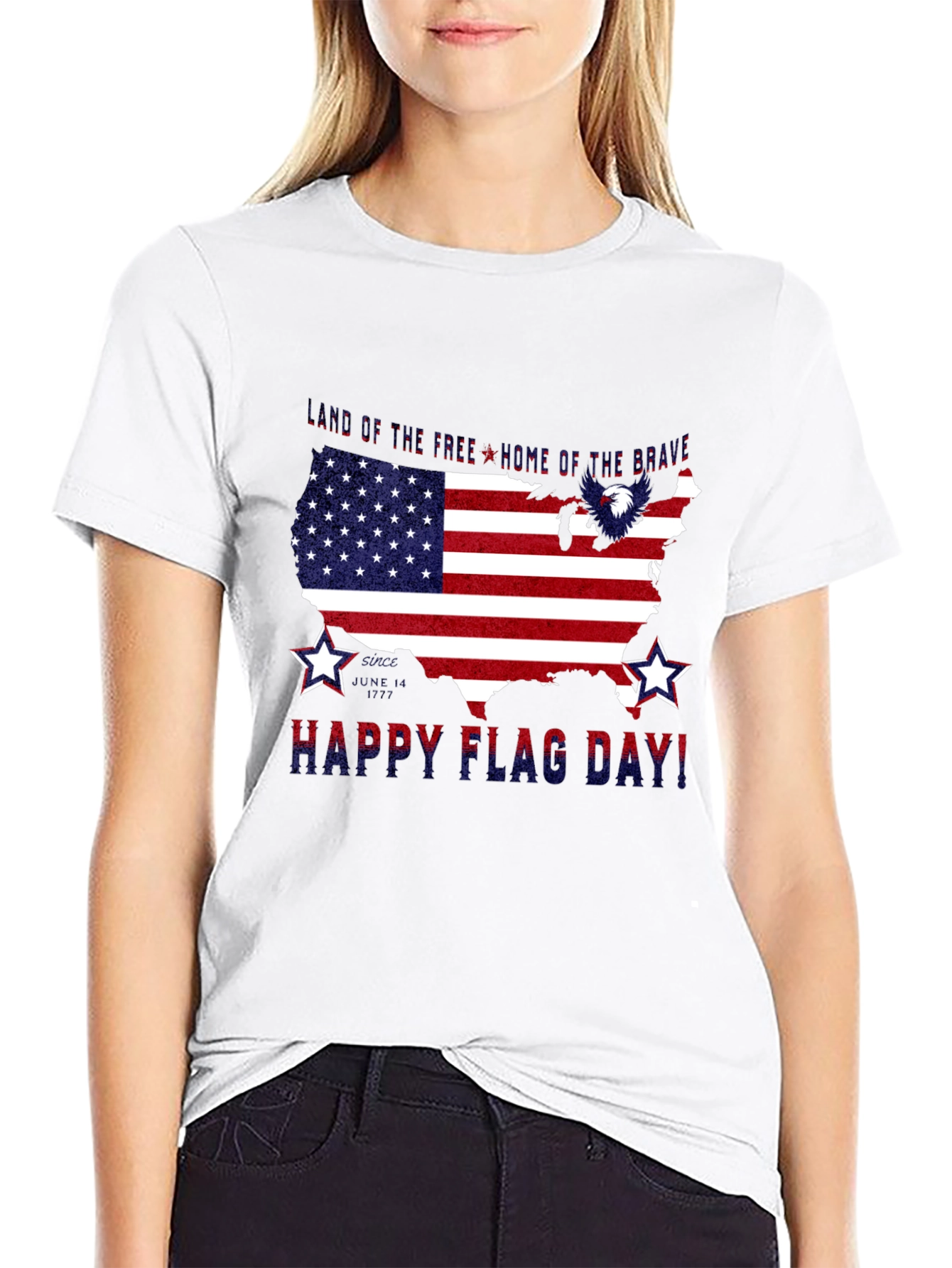 Black Patriotic USA Flag Happy Flag Day T-Shirt view 9