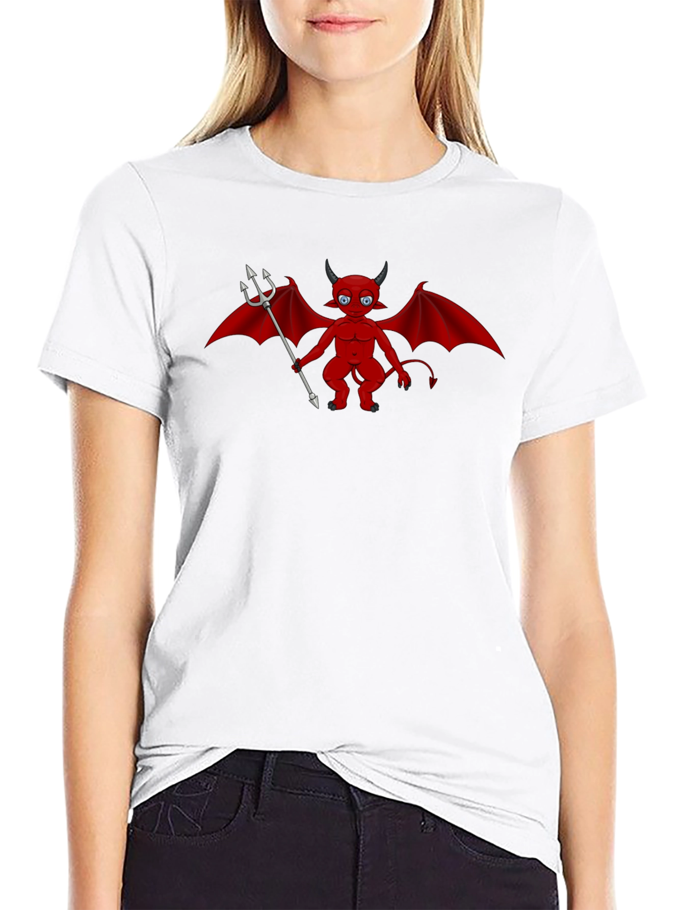 Black Cartoon Devil Graphic Tee - Black view 9