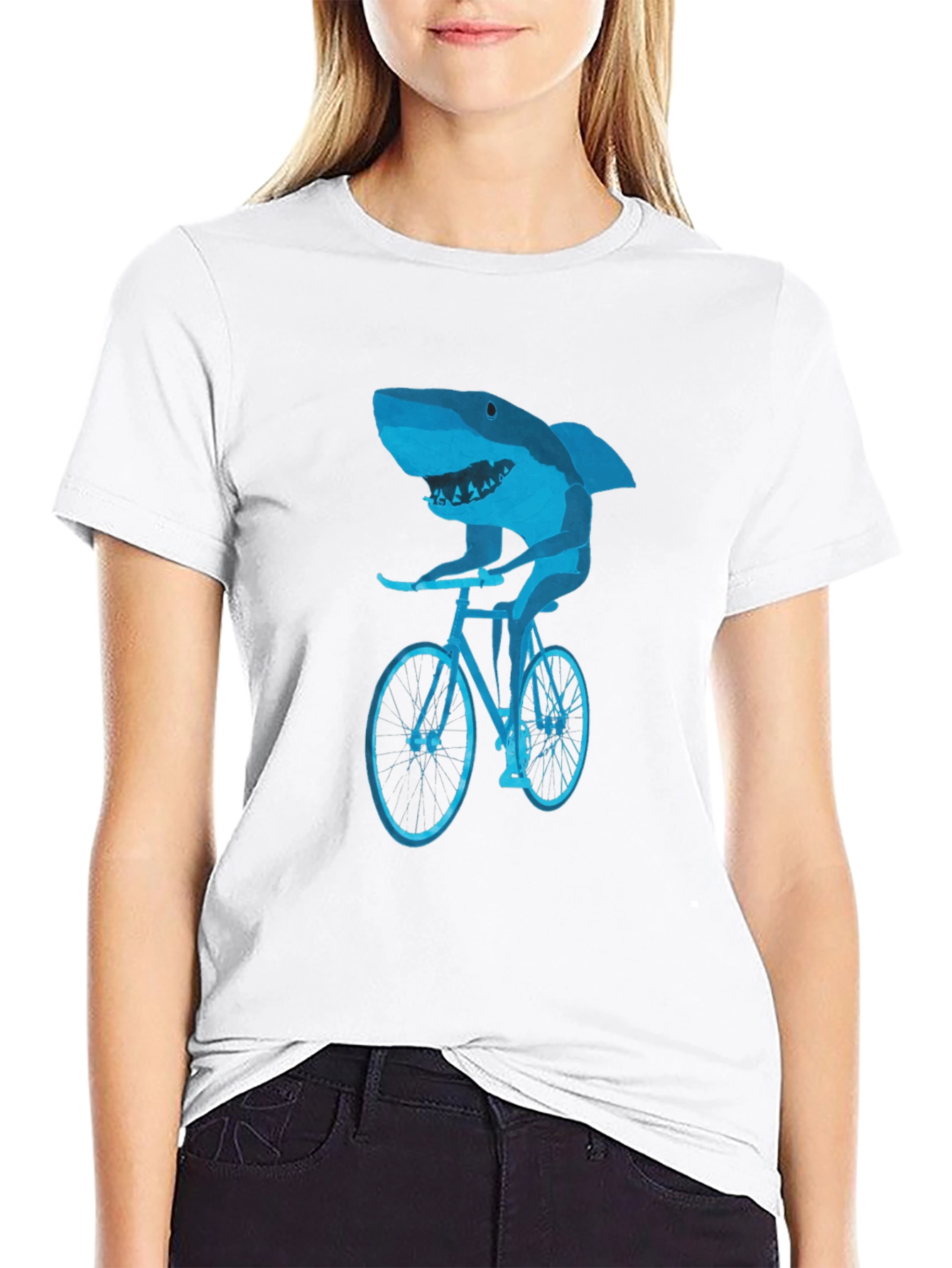 Black Shark on Bike Graphic Tee - Black view 9