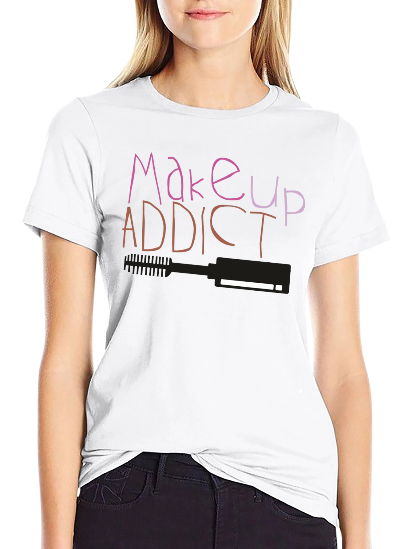 Black Makeup Addict Graphic T-Shirt view 9