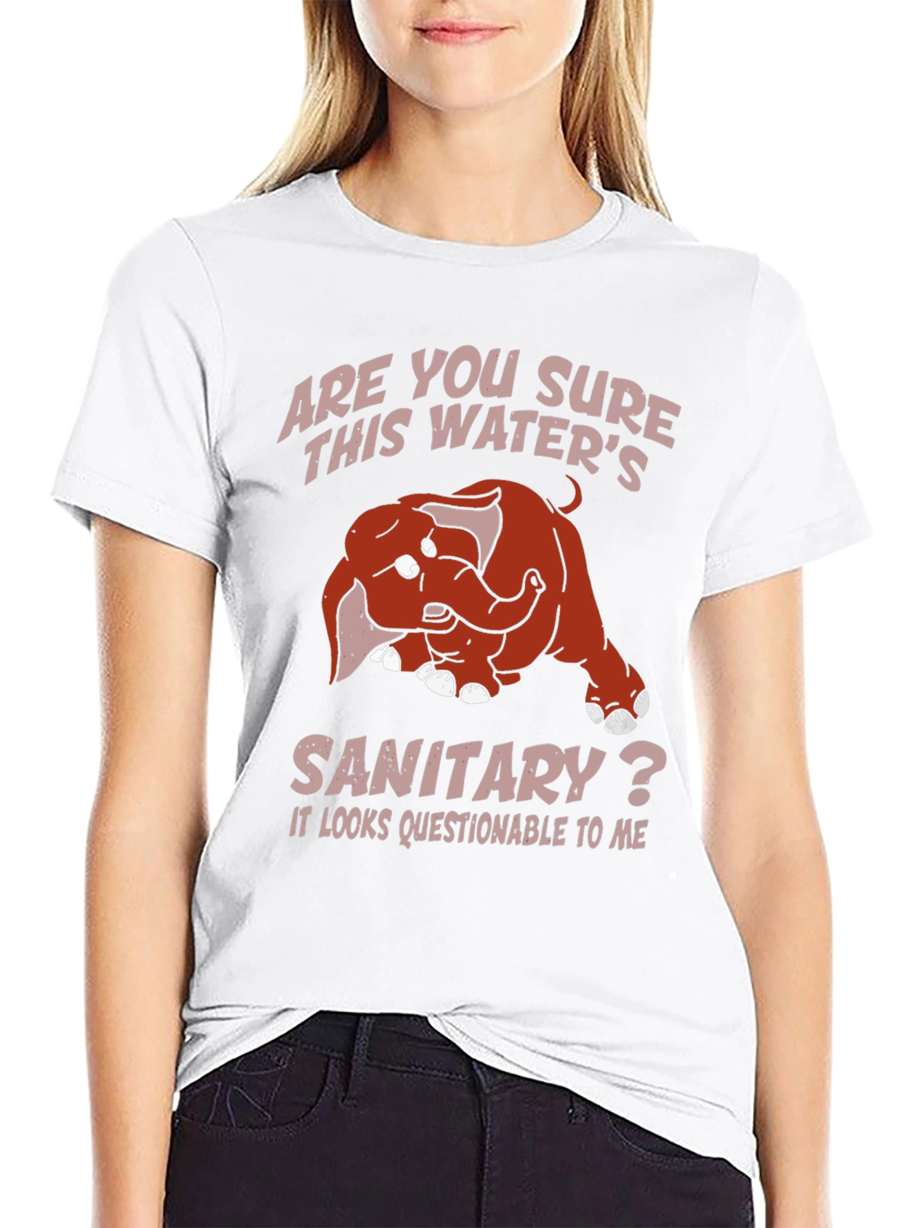 Black Humorous Elephant T-Shirt: Sanitary Water? view 9