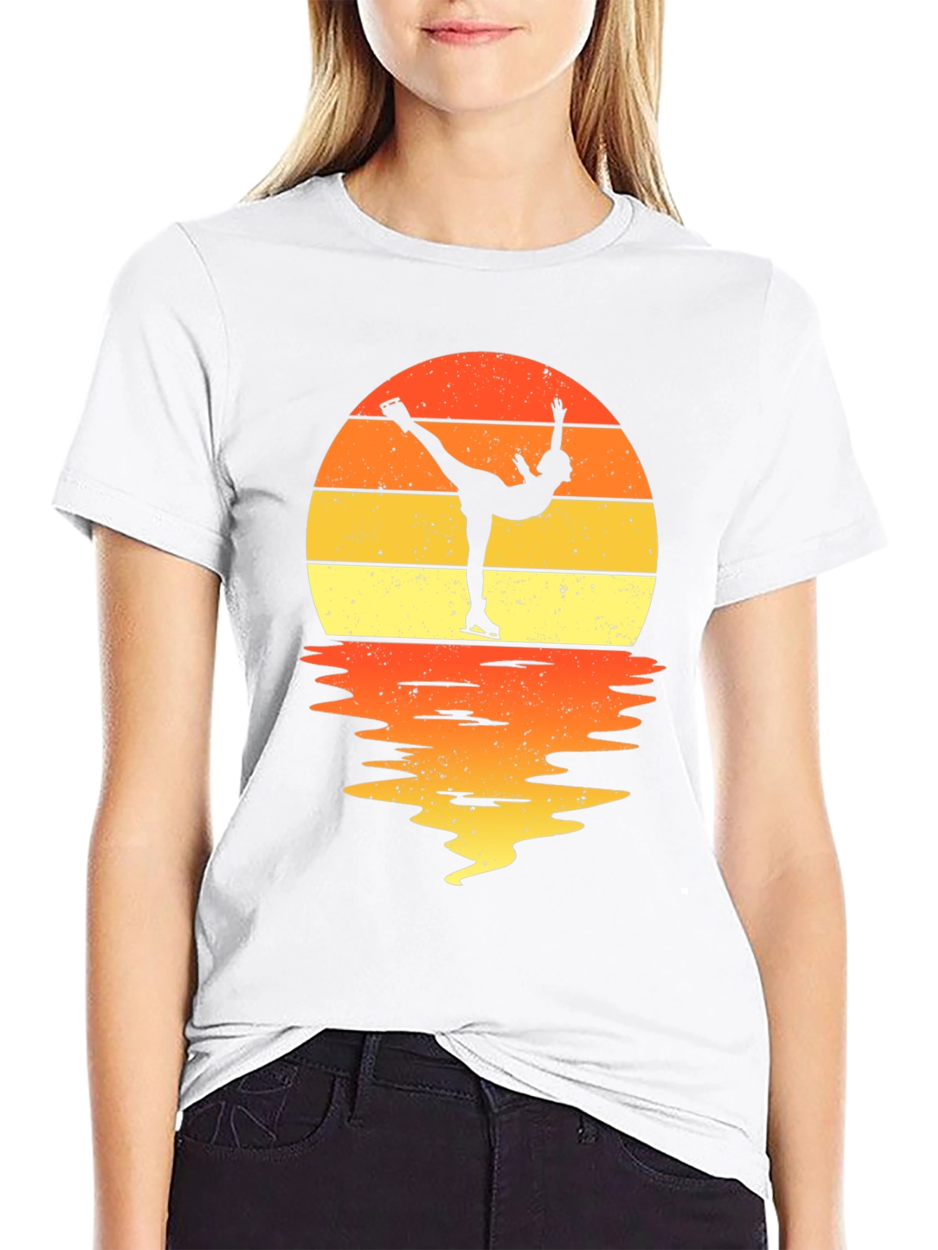 Black Figure Skater Sunset Graphic Tee view 9