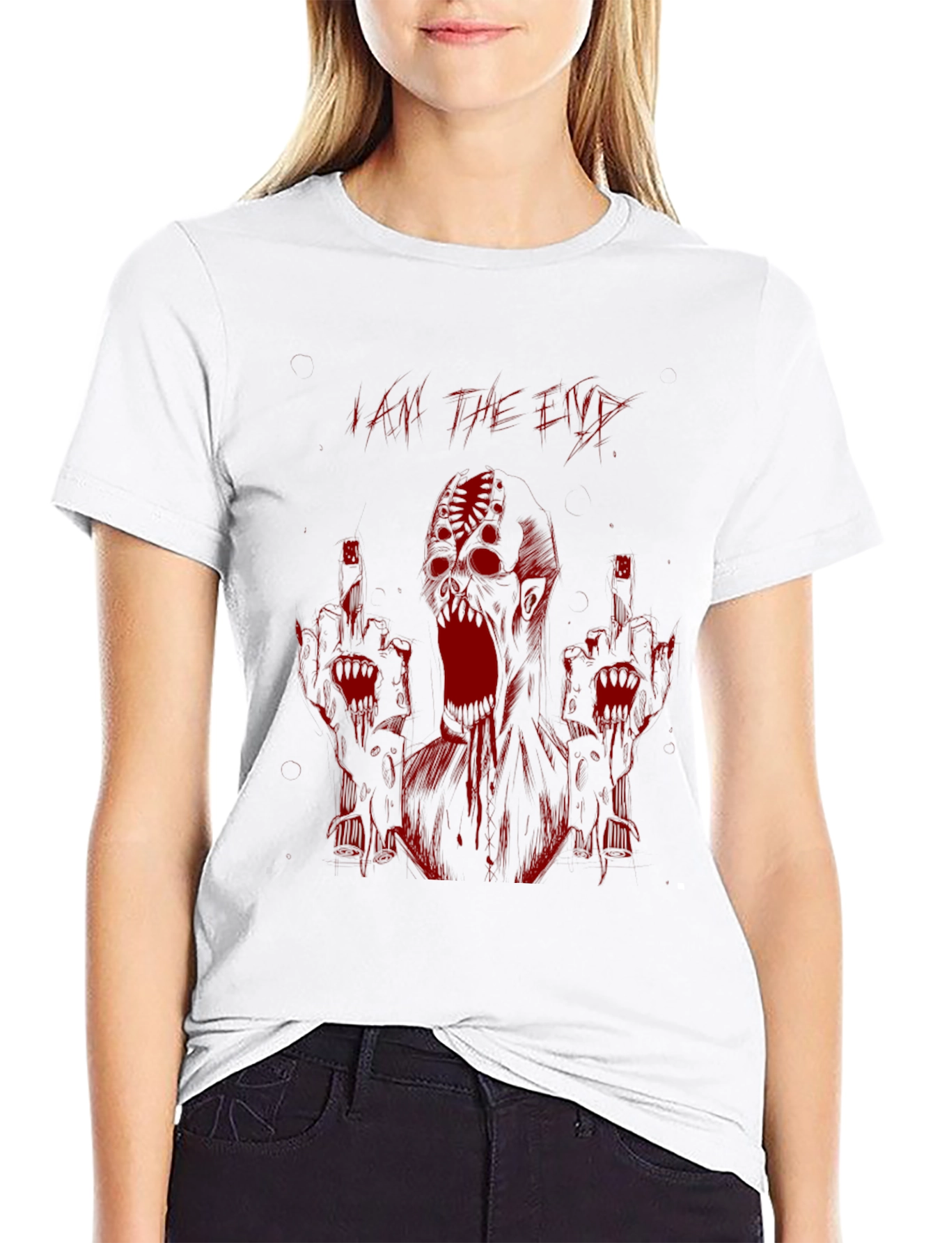 Black I Am The End Black Graphic T-Shirt view 9