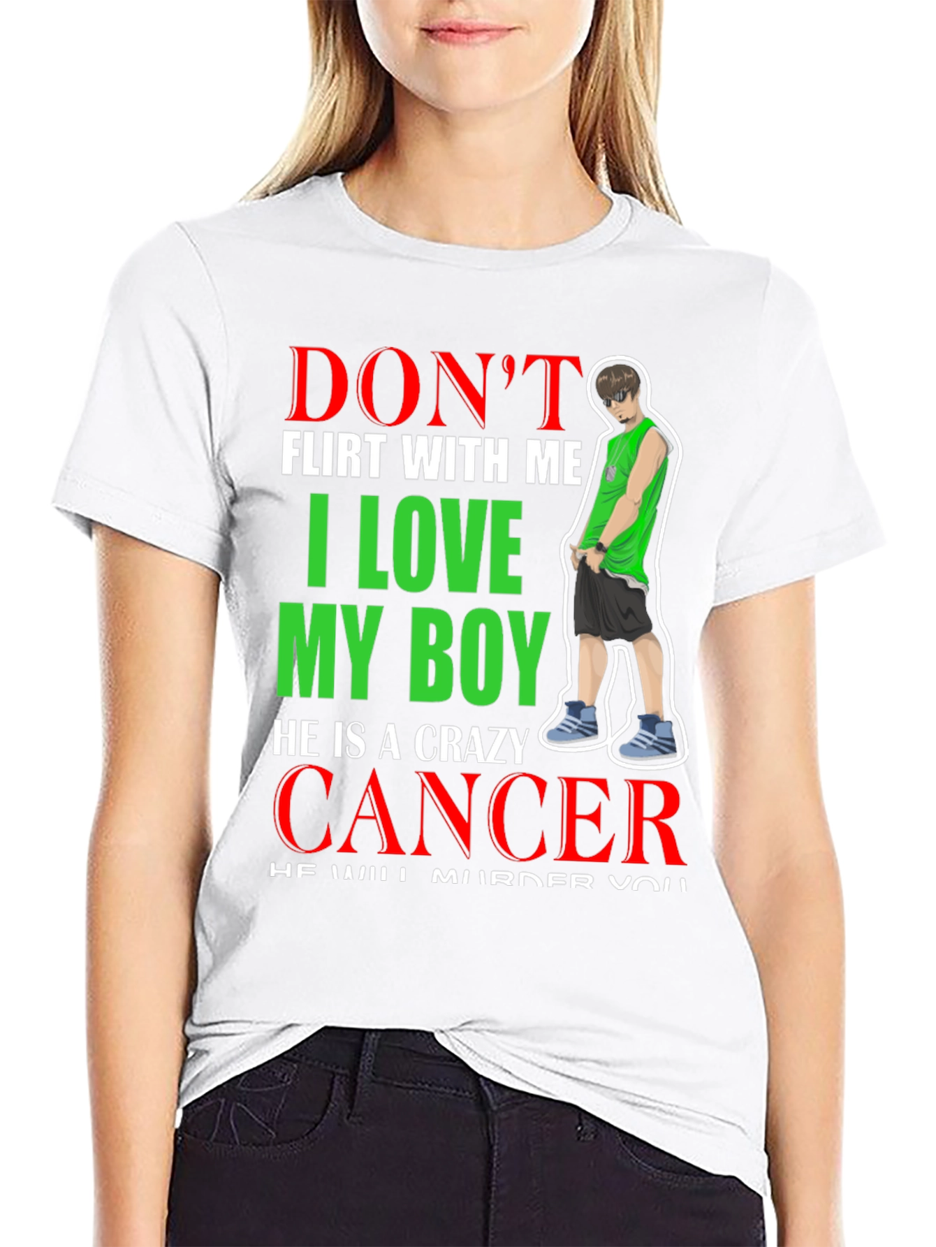 Black Don't Flirt With Me Crazy Cancer Boy T-Shirt view 9
