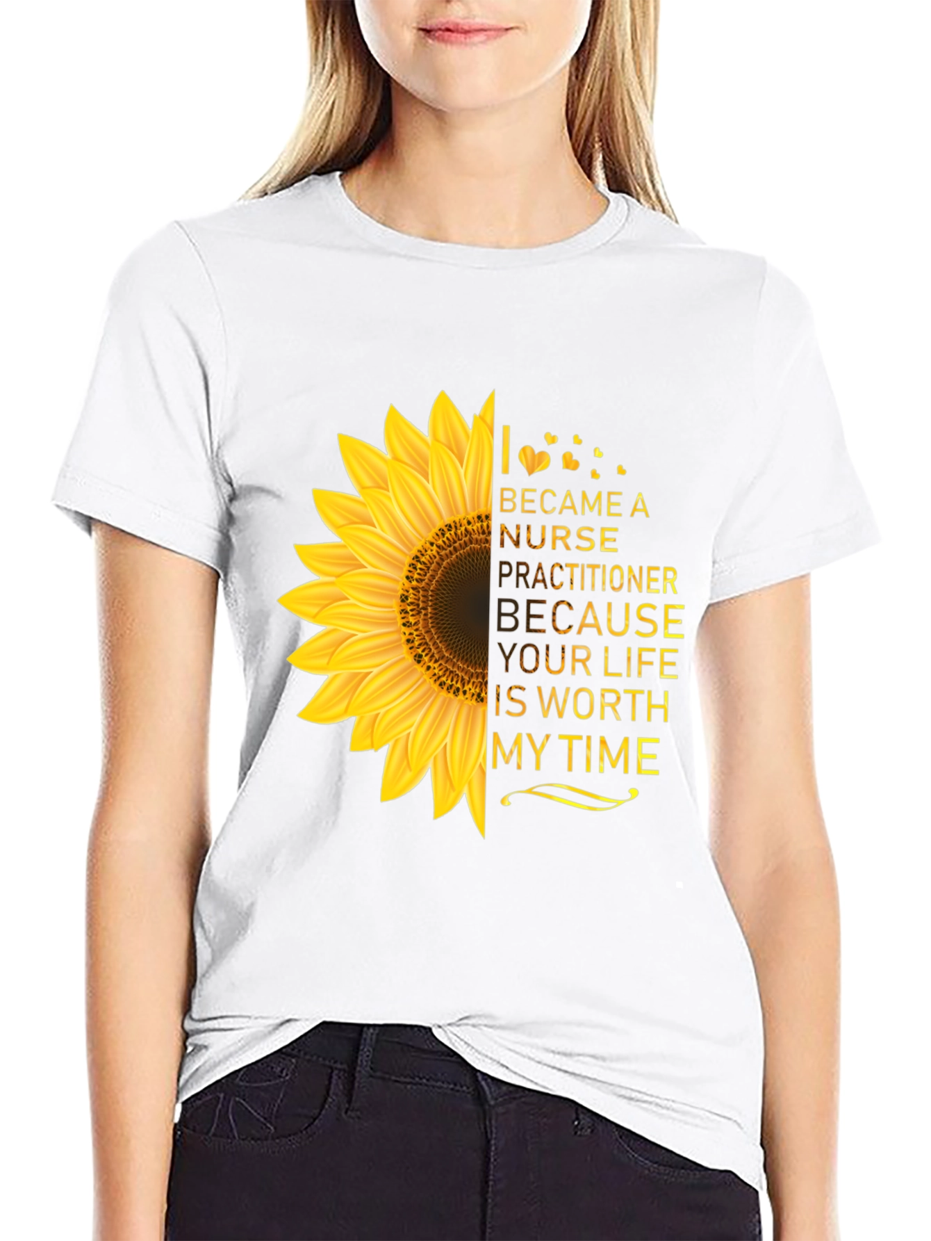 Black Nurse Practitioner Sunflower Tee view 9