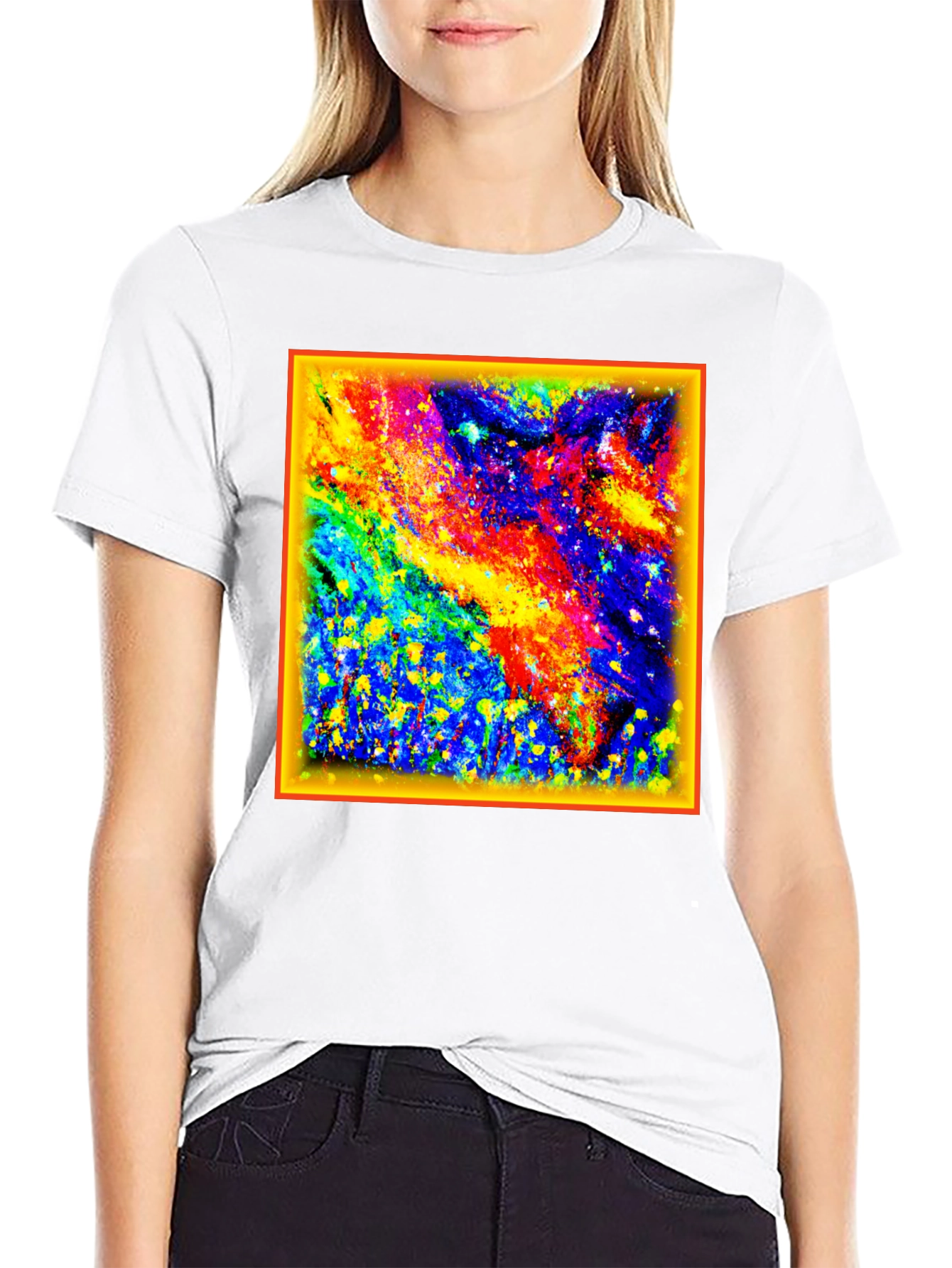 Black Colorful Abstract Art Graphic Tee - Black view 9
