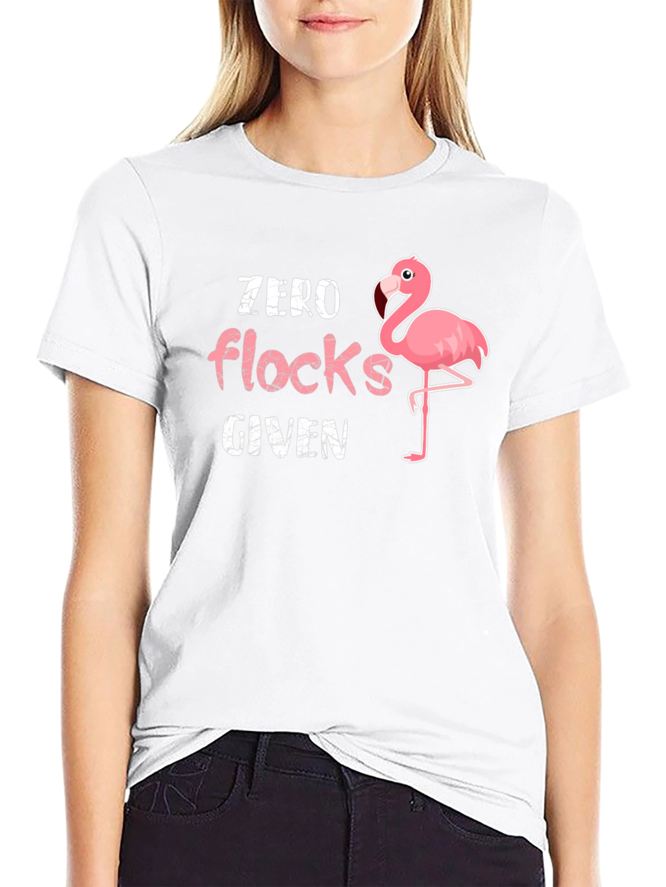 Black Zero Flocks Given Flamingo Graphic T-Shirt view 9