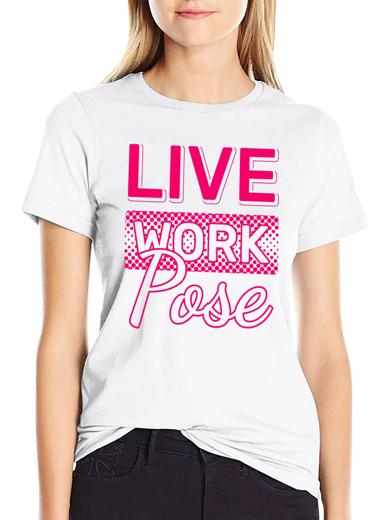 Black Live Work Pose Graphic Tee view 9
