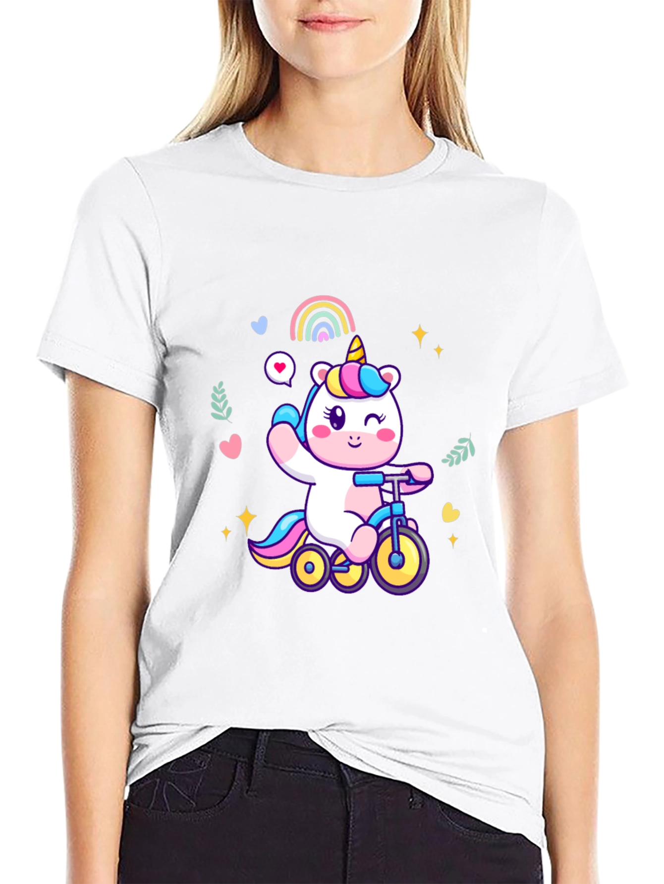 Black Unicorn on Bike Graphic Tee - Black view 9