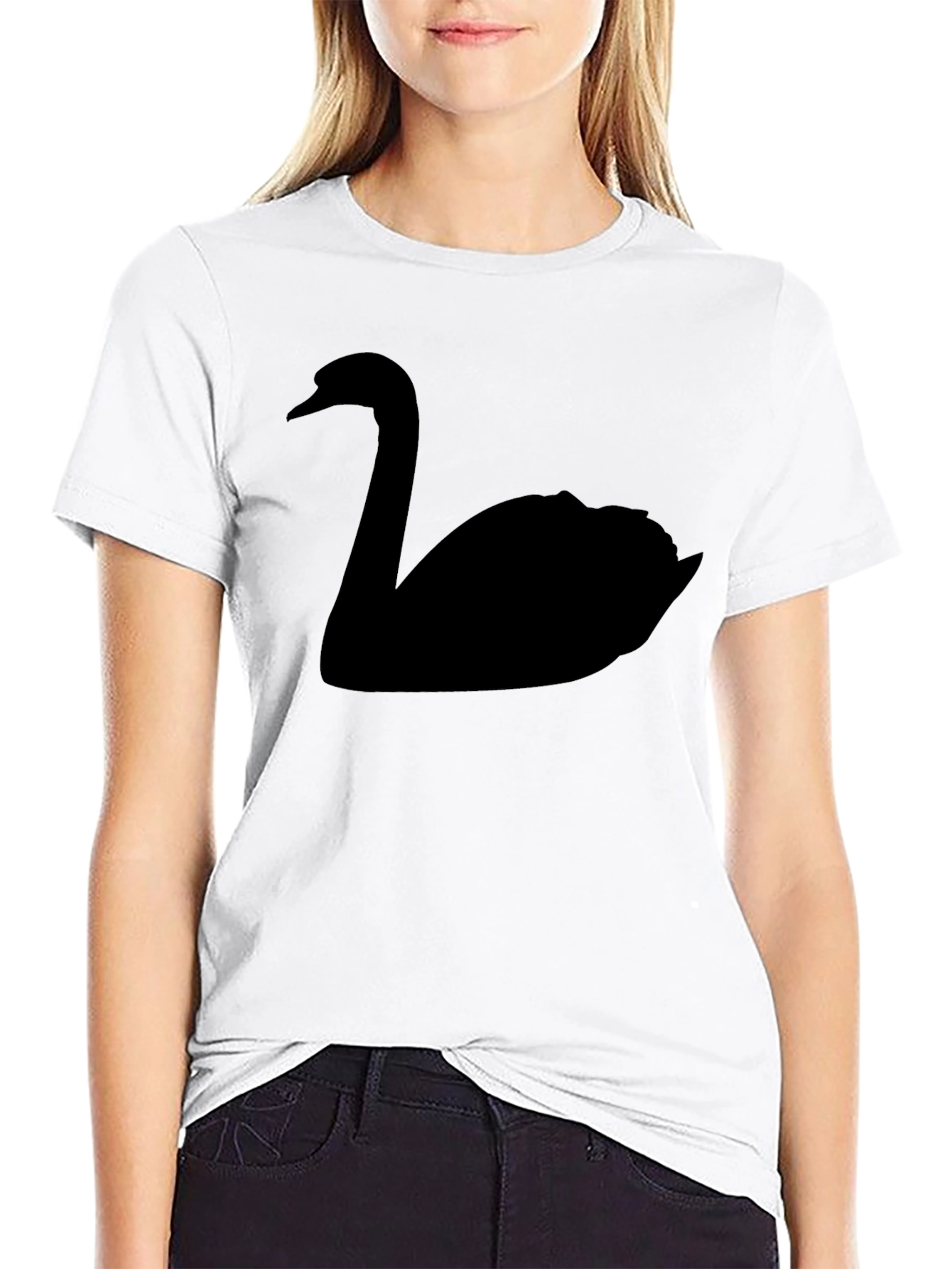 Black Black Swan Graphic T-Shirt - Unique Animal Design view 9