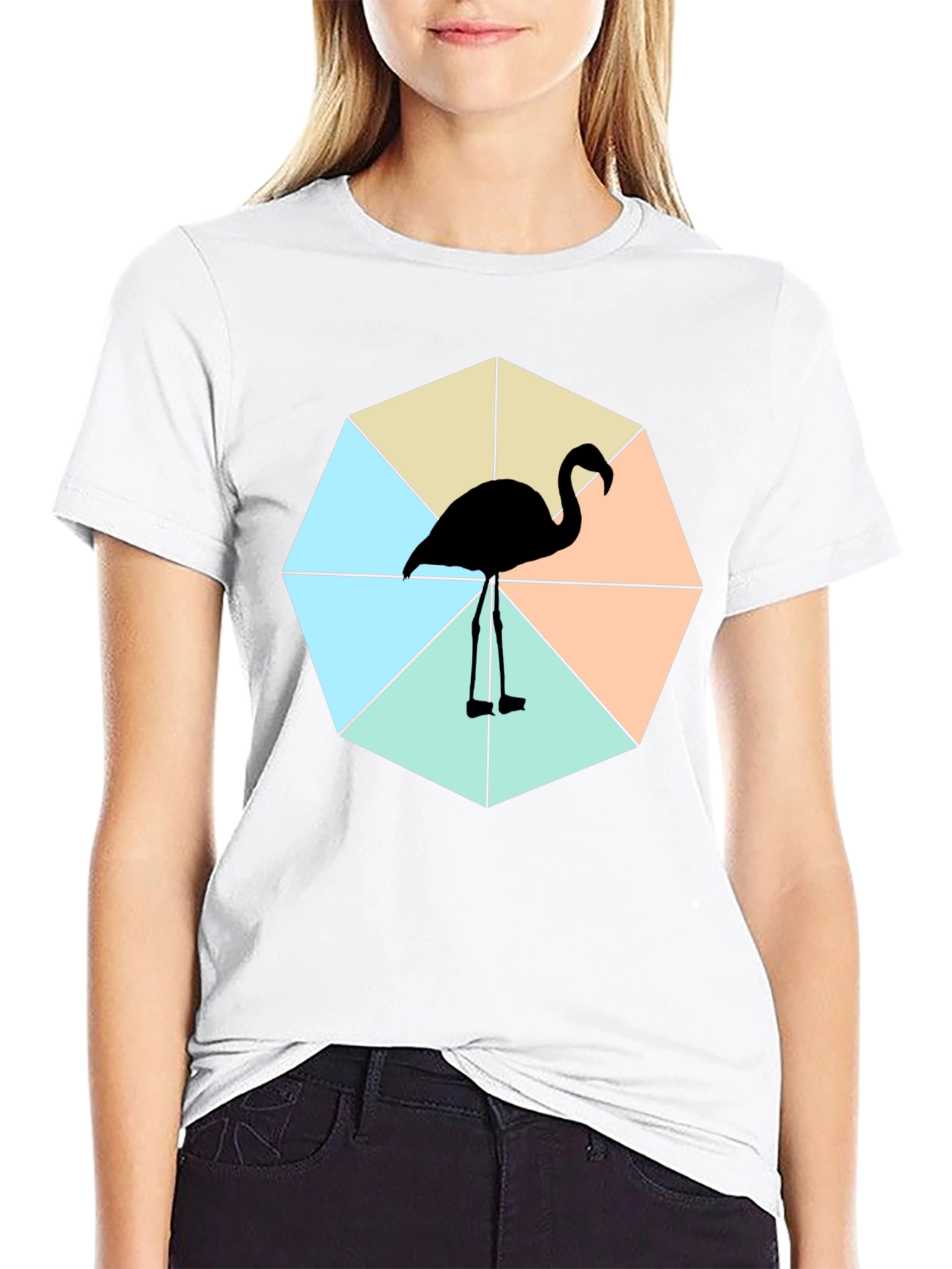 Black Trendy Flamingo Graphic Tee - Casual Black Shirt view 9