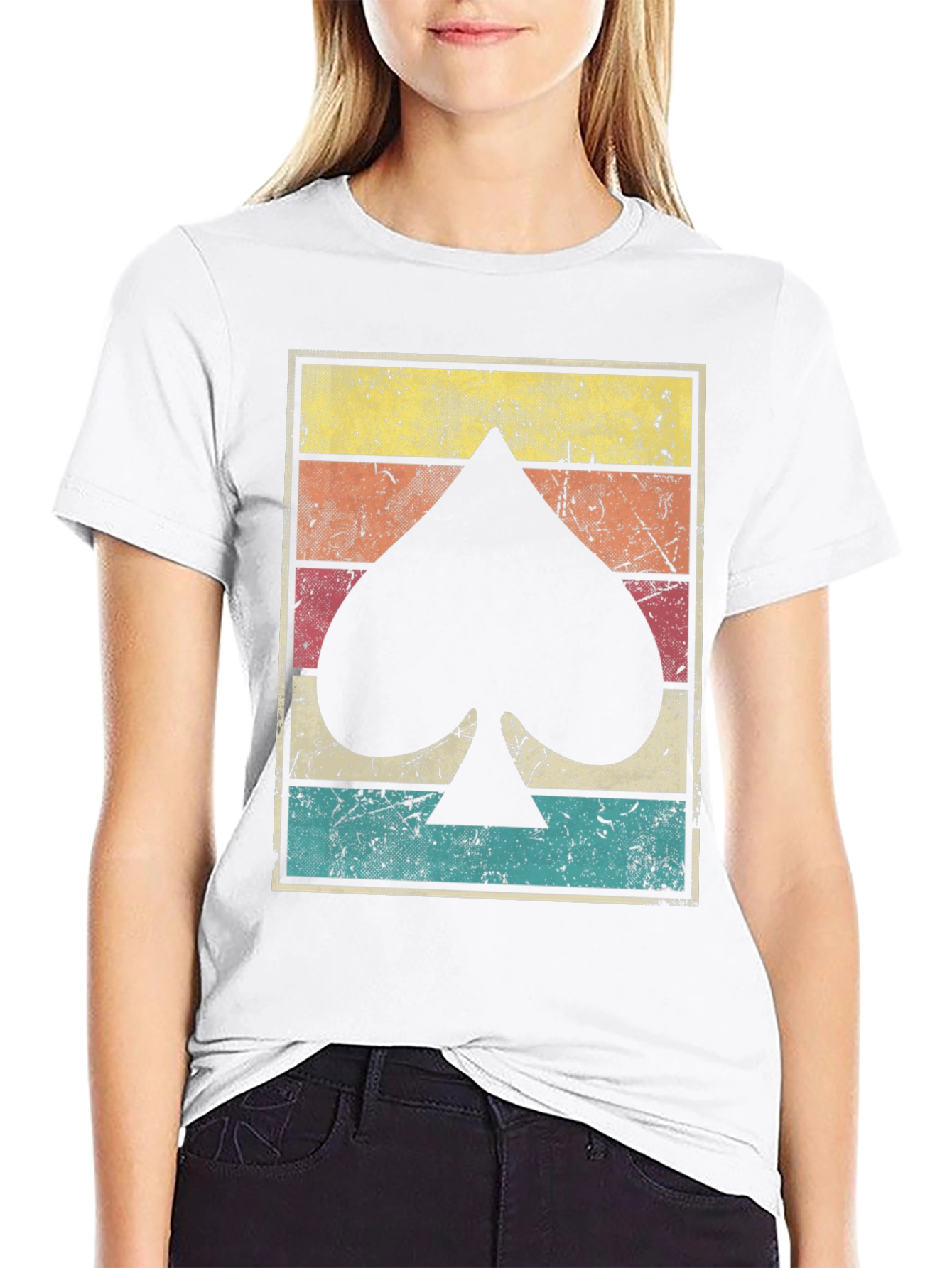 Black Retro Spade Card Graphic Tee view 9