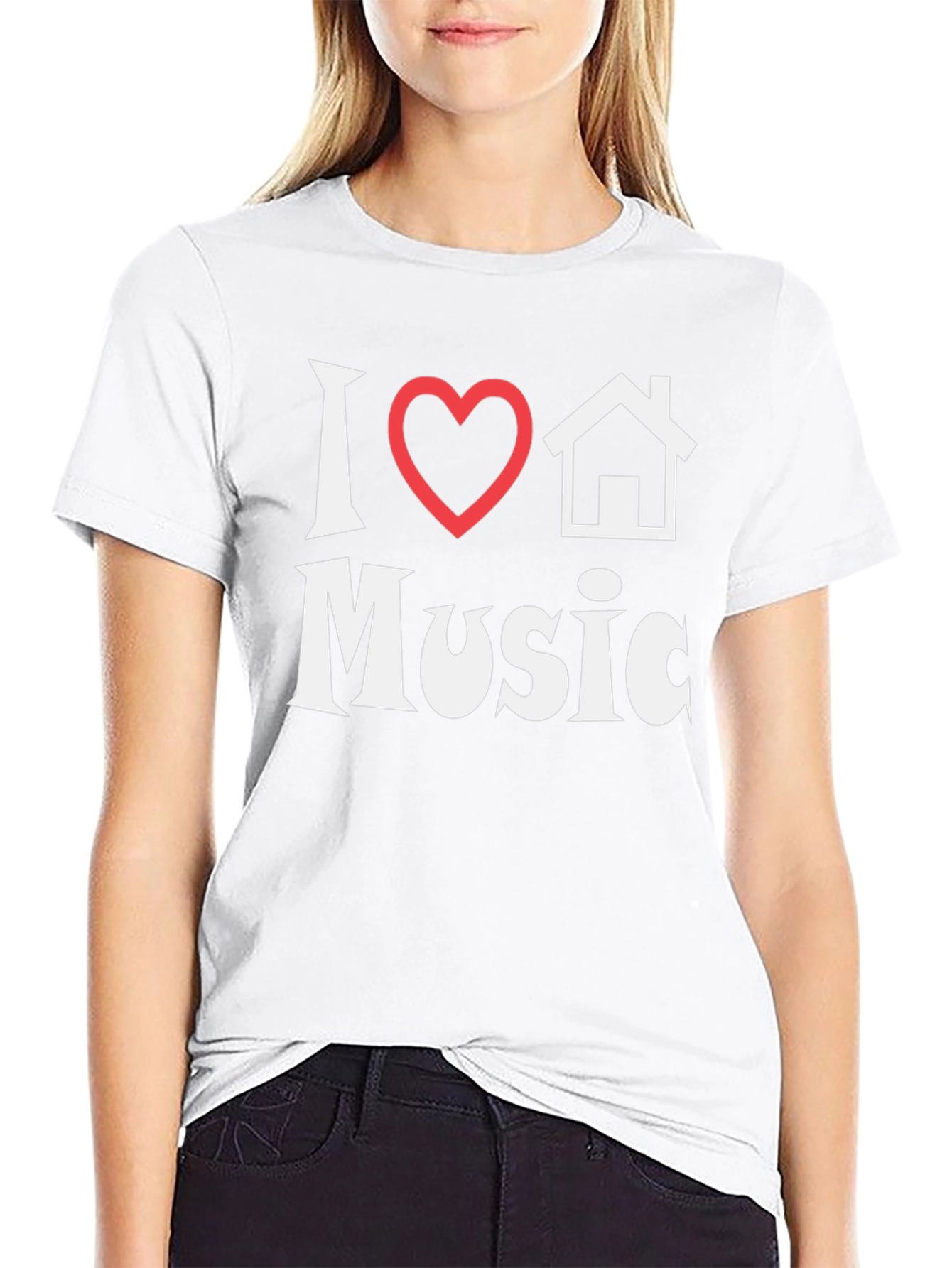 Black I Heart House Music T-Shirt - Black Cotton Tee view 9