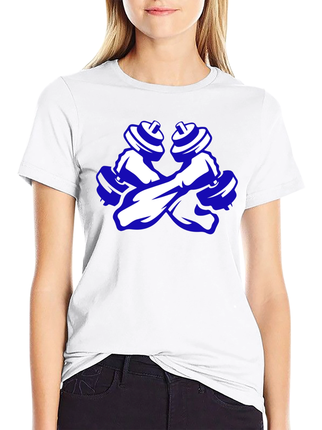 Weightlifting T-Shirt: Crossed Dumbbells Graphic Tee - 9