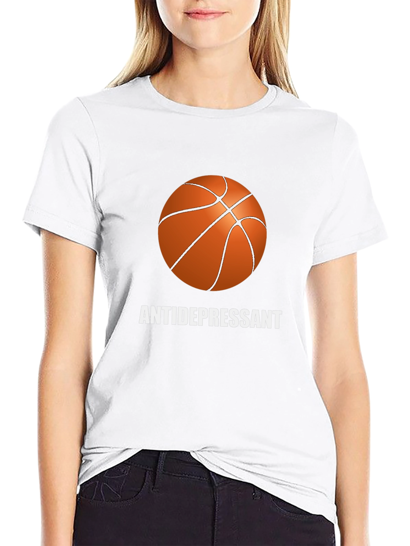 Black Basketball Antidepressant Graphic T-Shirt view 9