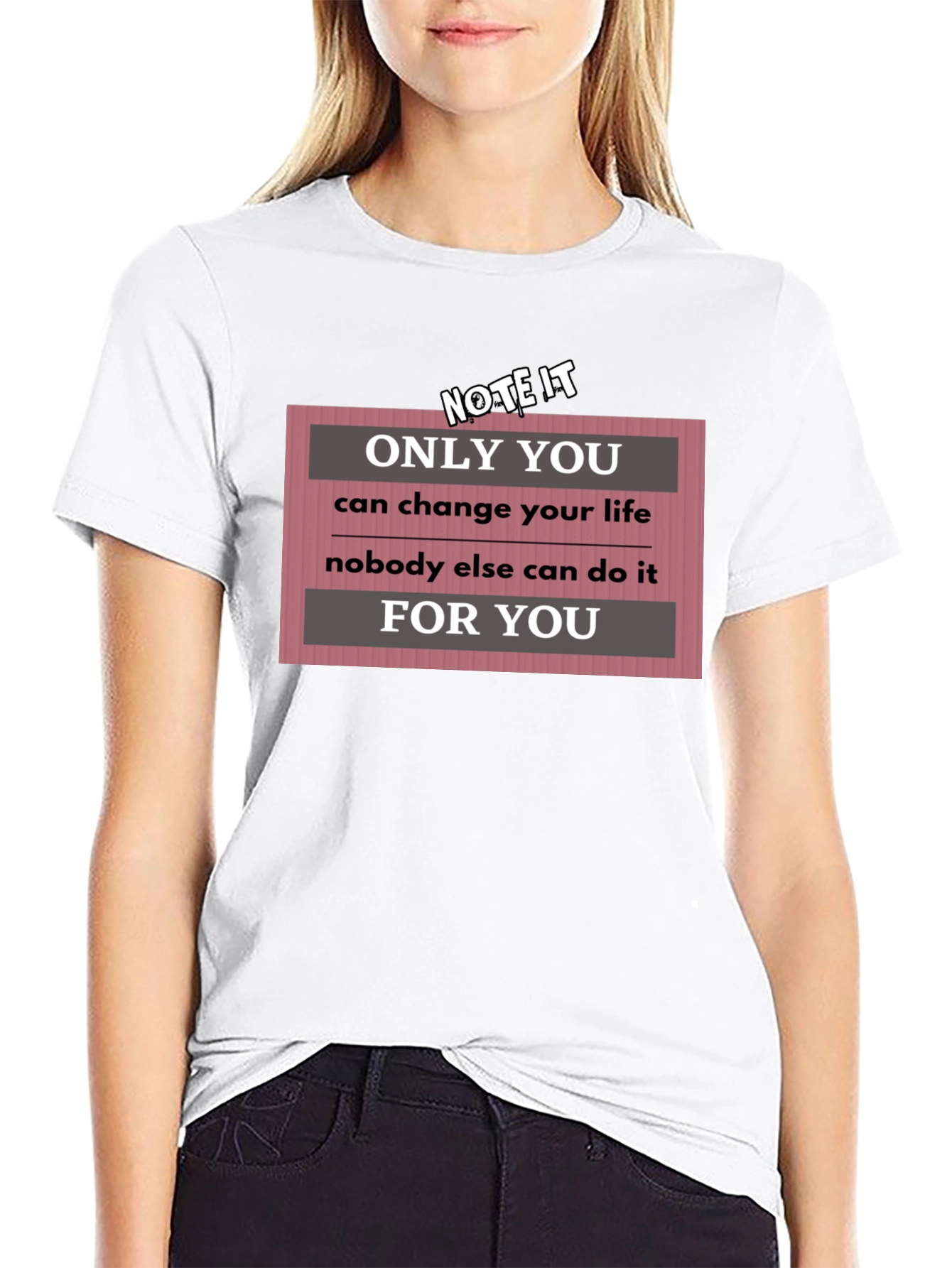 Black Motivational T-Shirt: Only You Can Change Your Life view 9