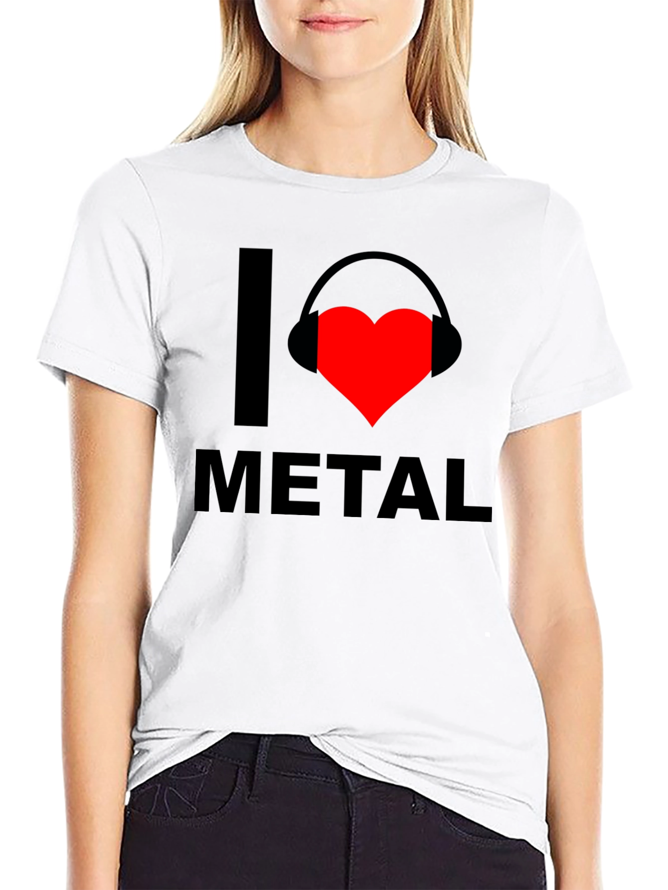 Black I Love Metal T-Shirt - Music Fan Tee view 9