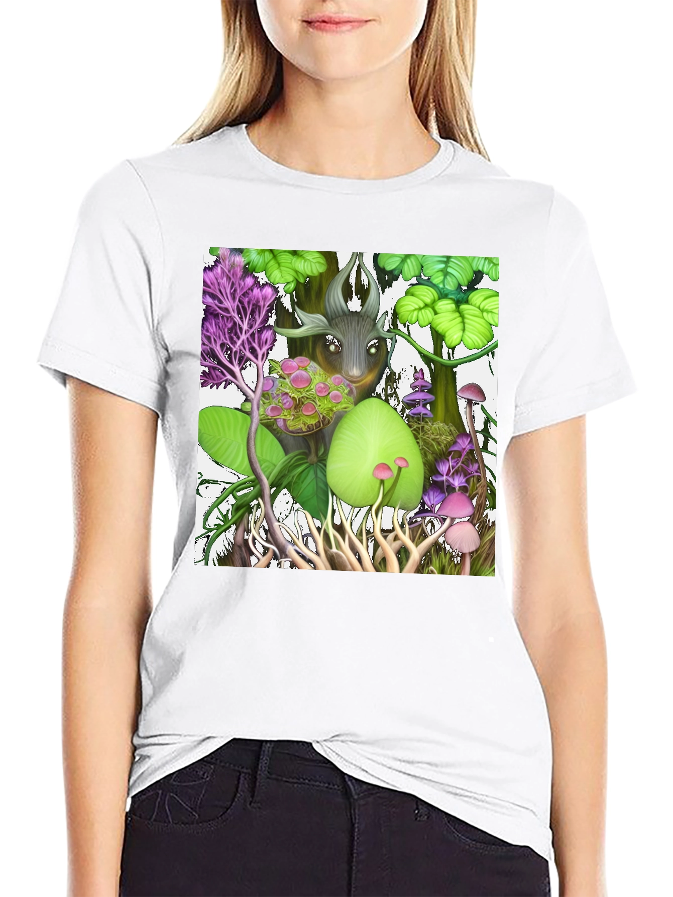 Black Enchanted Forest Graphic Black T-Shirt view 9