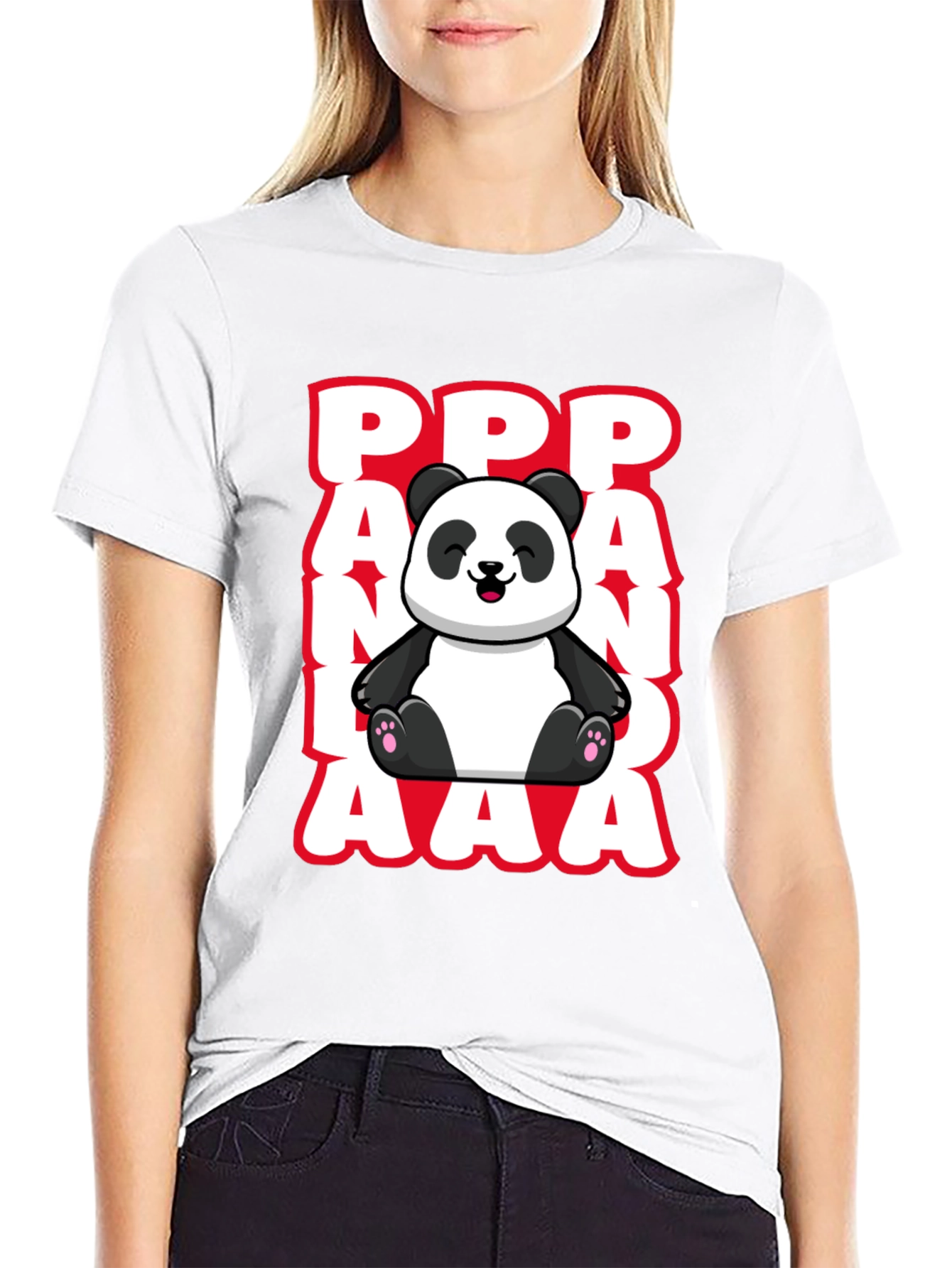 Black Cute Panda T-Shirt - PPP AAA Design view 9