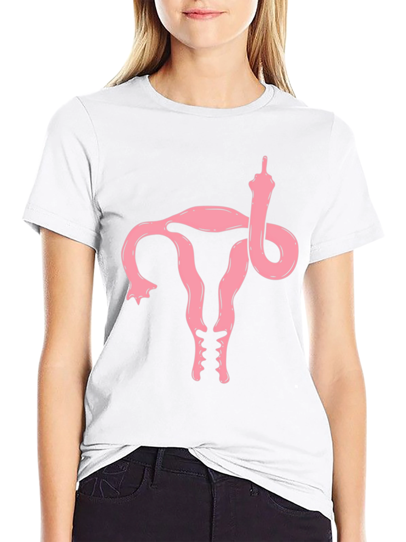 Black Uterus Middle Finger Graphic T-Shirt - Protest Tee view 9