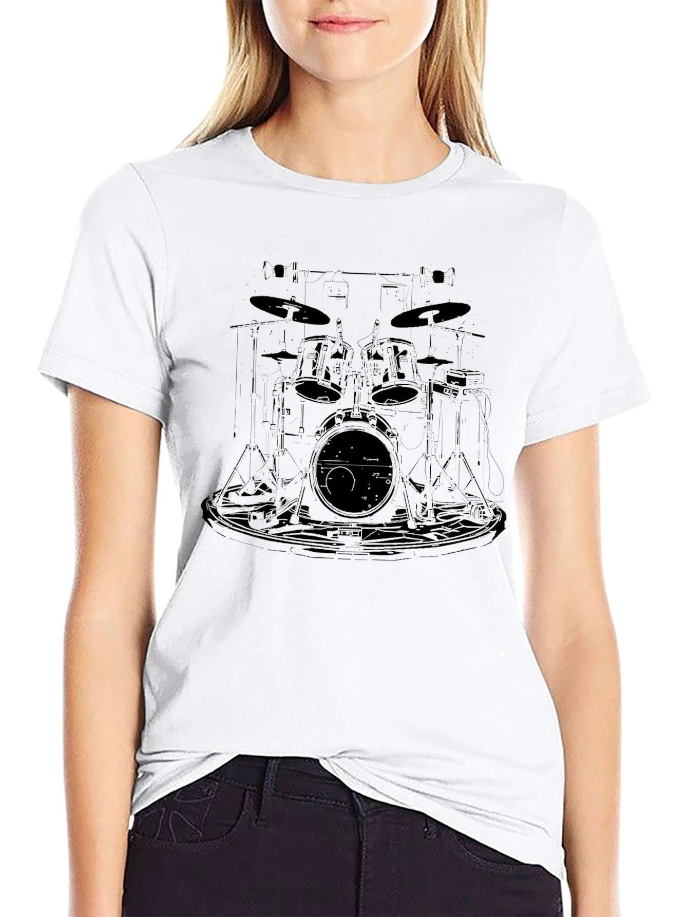 Black Black Drum Kit Graphic Tee - Musician Style view 9
