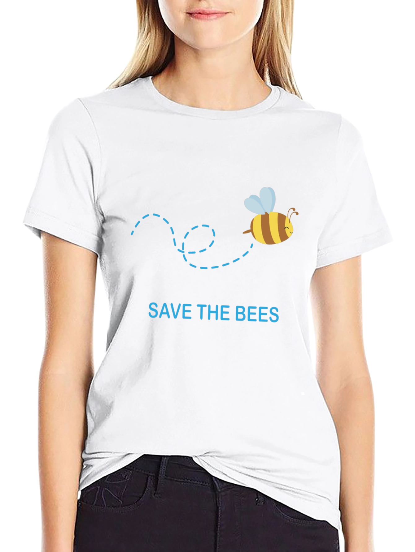 Black Save the Bees Graphic Tee - Black Cotton T-Shirt view 9
