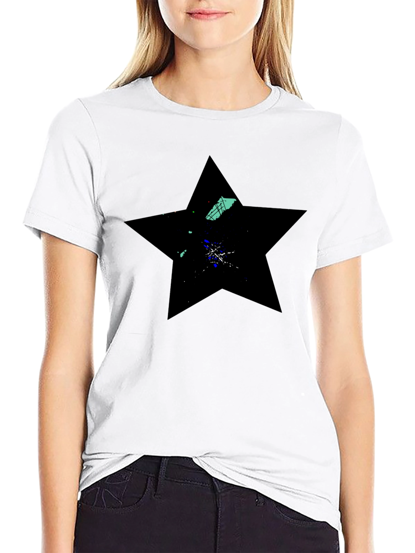 Black Black Star Graphic Tee - Modern Casual Wear view 9