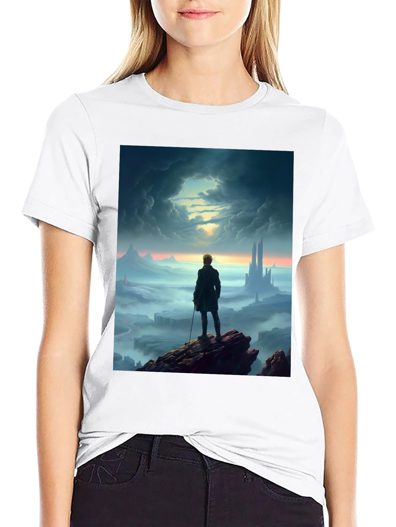 Black Epic Landscape Graphic Tee - Black Cotton Blend view 9