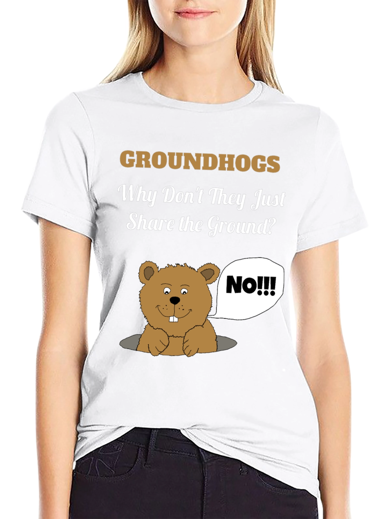 Black Groundhog Day Humor T-Shirt - Share the Ground? view 9