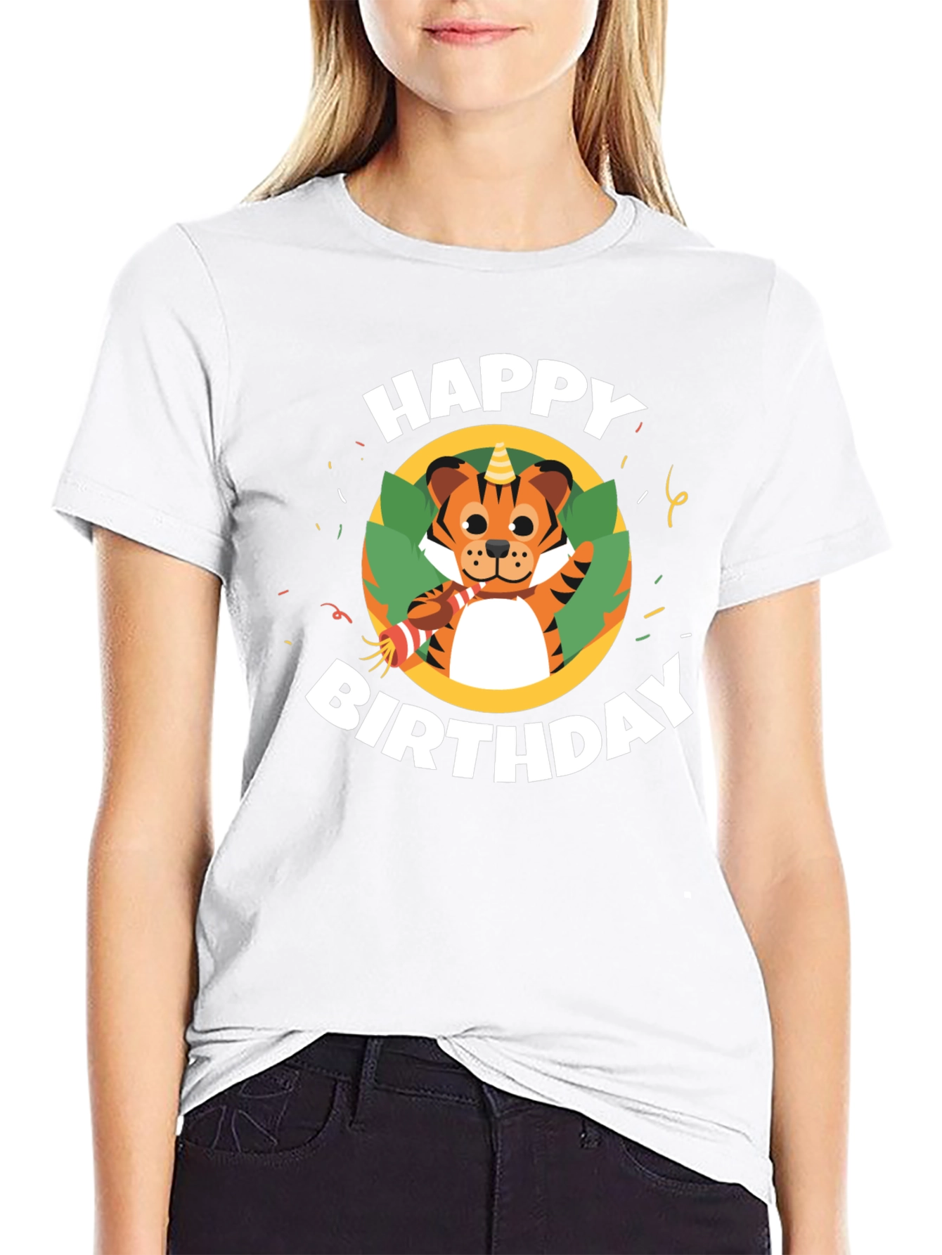 Black Happy Birthday Tiger Graphic T-Shirt view 9