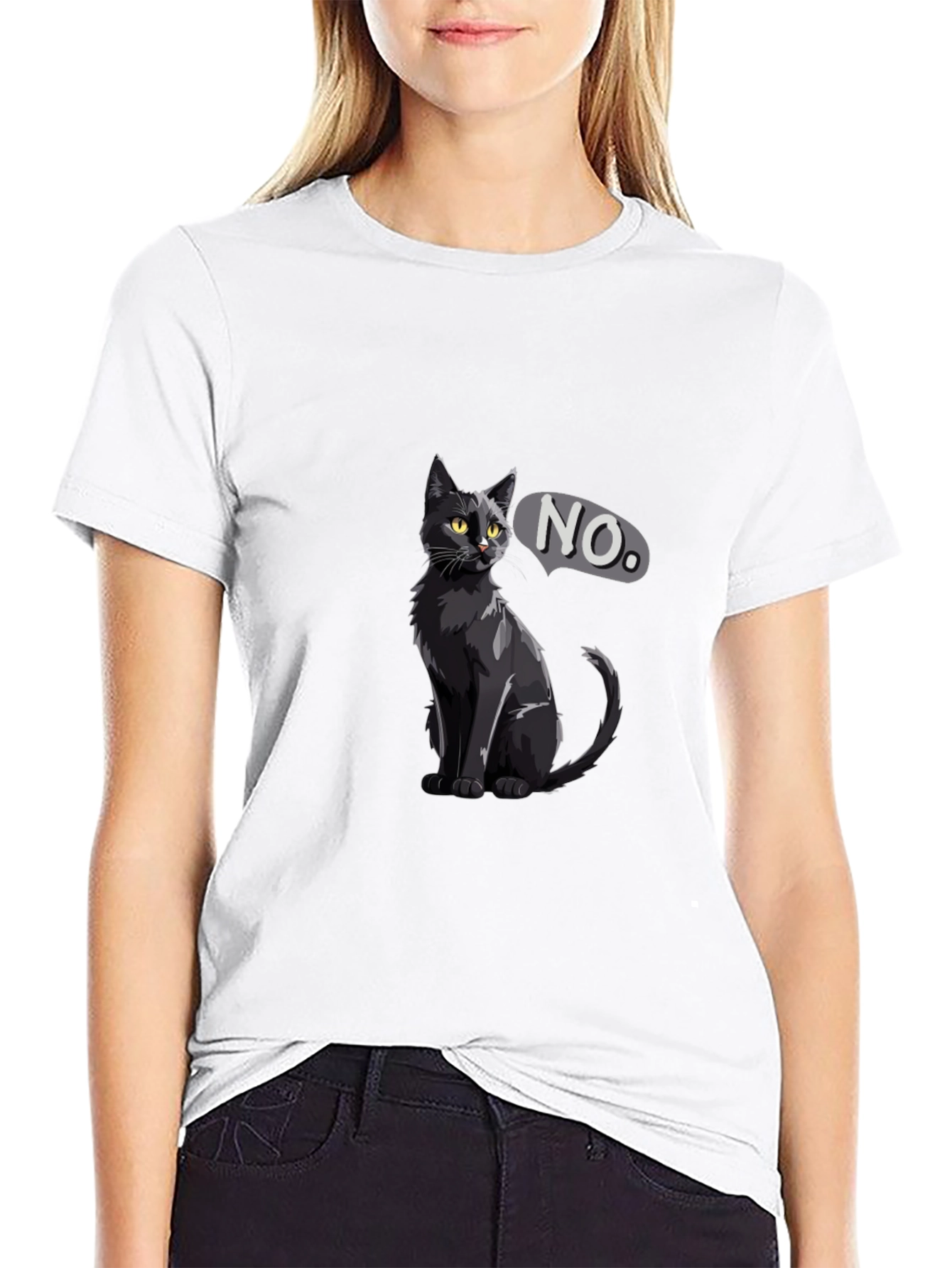 Black Black Cat NO T-Shirt - Sarcastic Graphic Tee view 9
