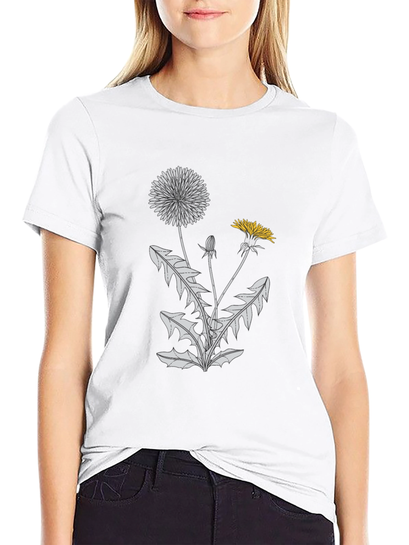 Black Dandelion Graphic Tee - Black Cotton Comfort view 9