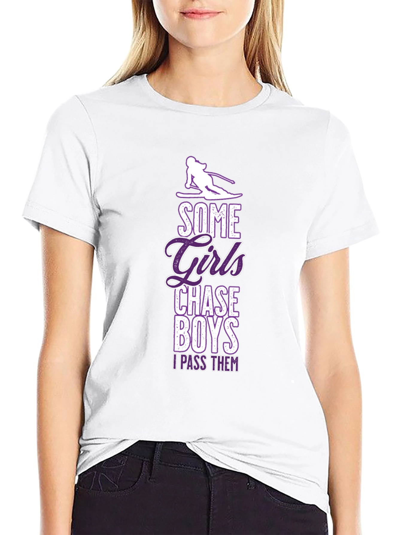Black Girls Chase Boys Ski T-Shirt - I Pass Them view 9