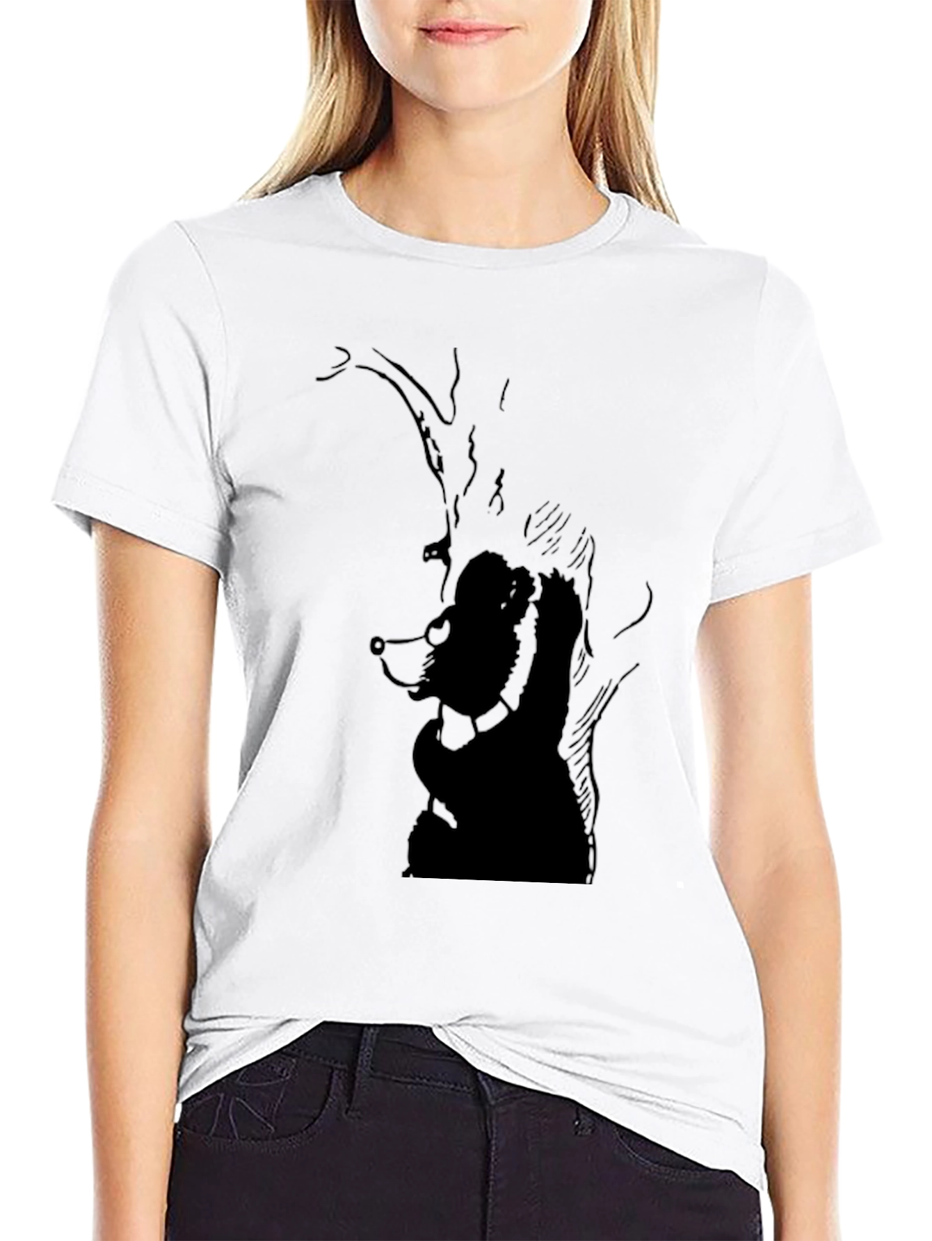 Black Men's Black Graphic Tee - Bear Design view 9