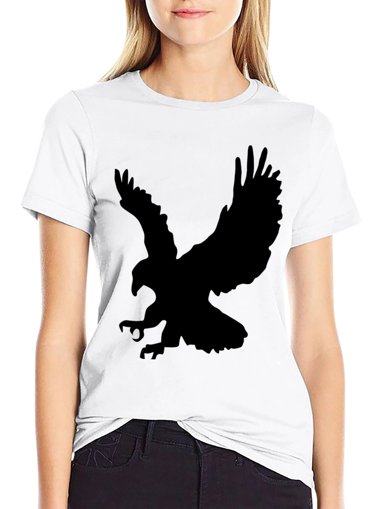 Black Eagle Silhouette Black T-Shirt view 9