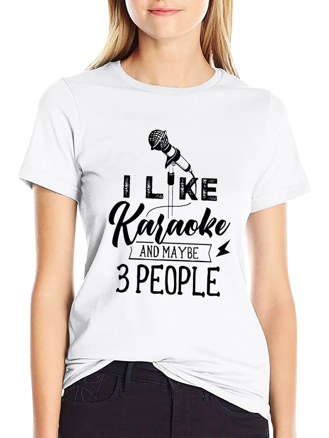 Black Karaoke Lover T-Shirt - I Like Karaoke & Maybe 3 People view 9