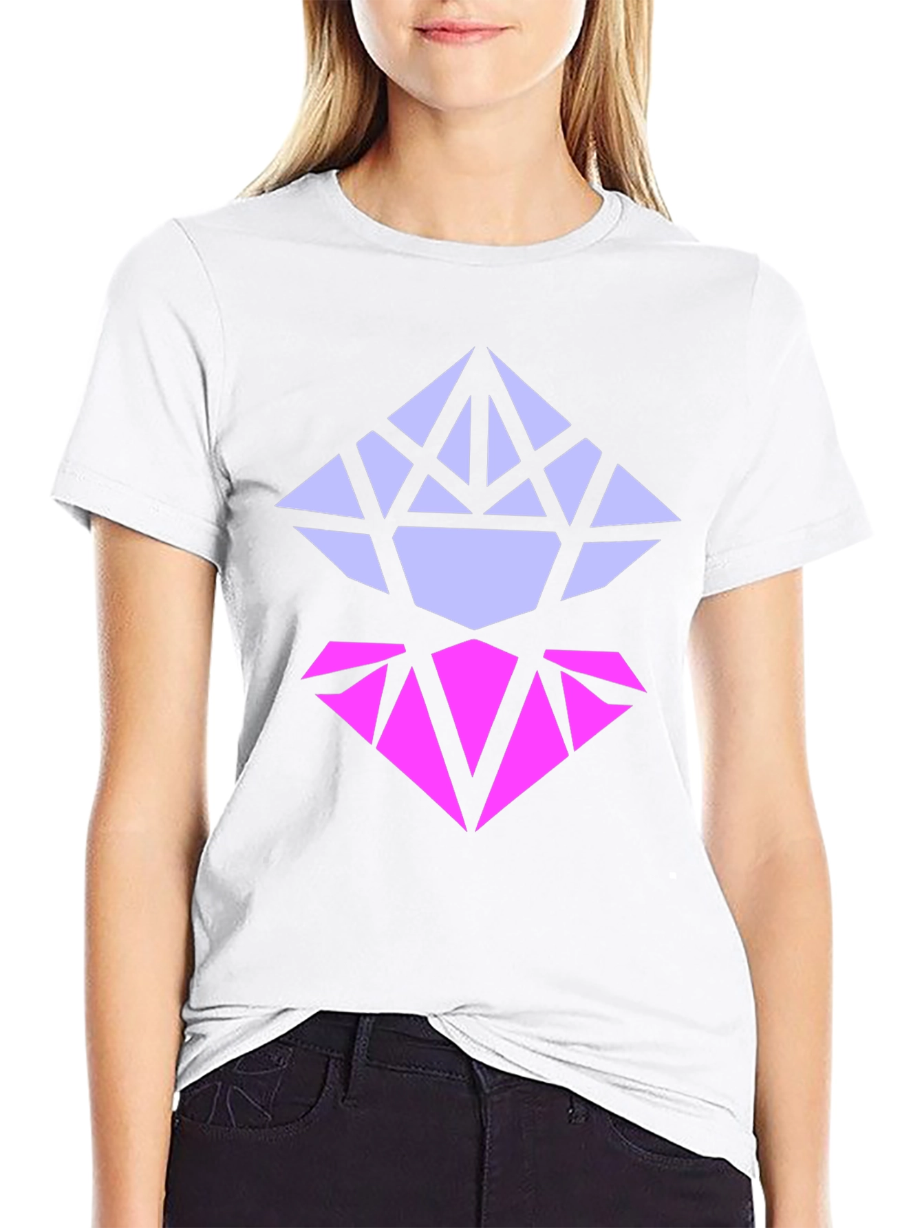 Black Geometric Diamond Graphic Tee - Modern Style view 9