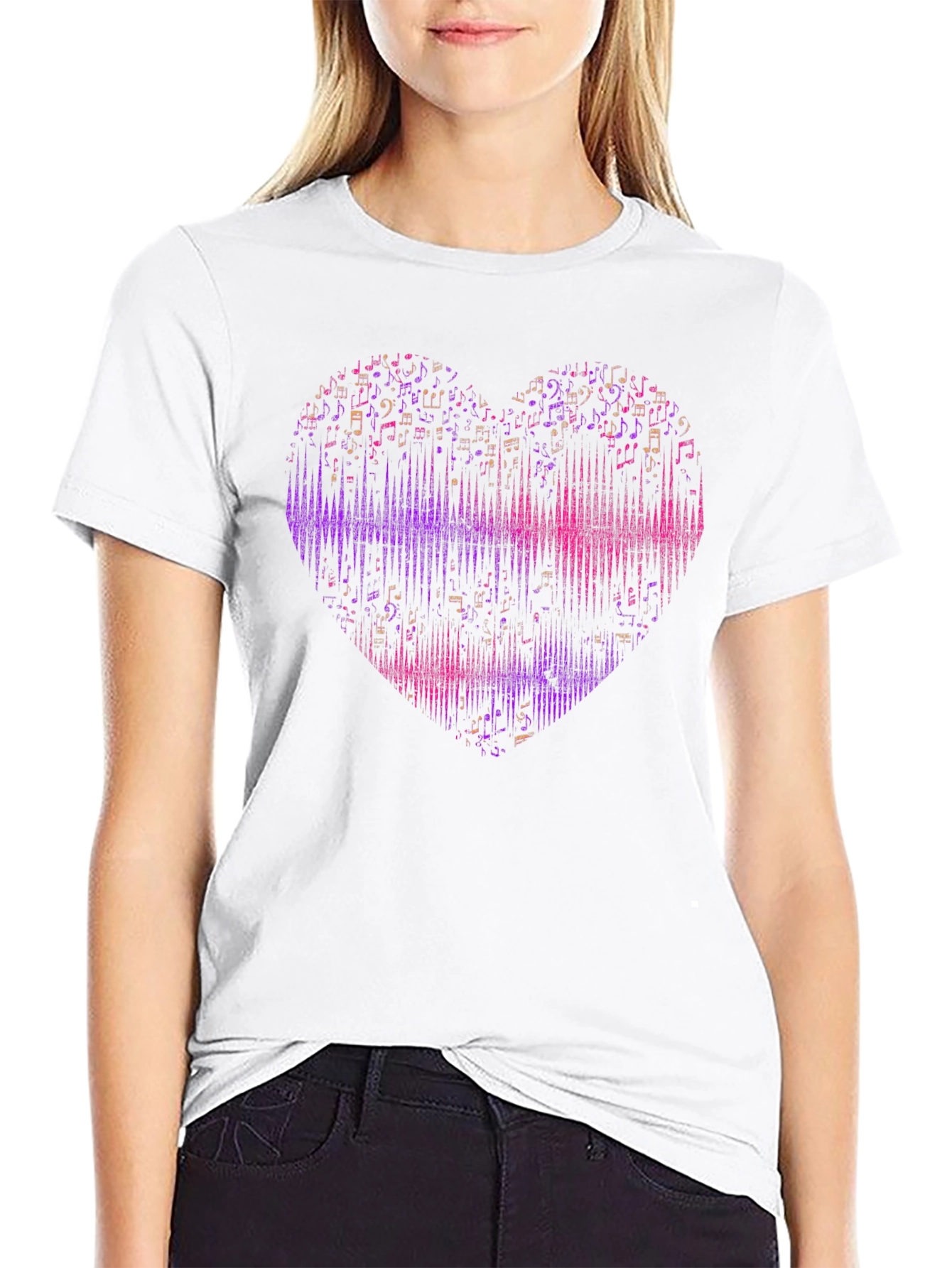 Black Musical Heart Graphic Black T-Shirt view 9