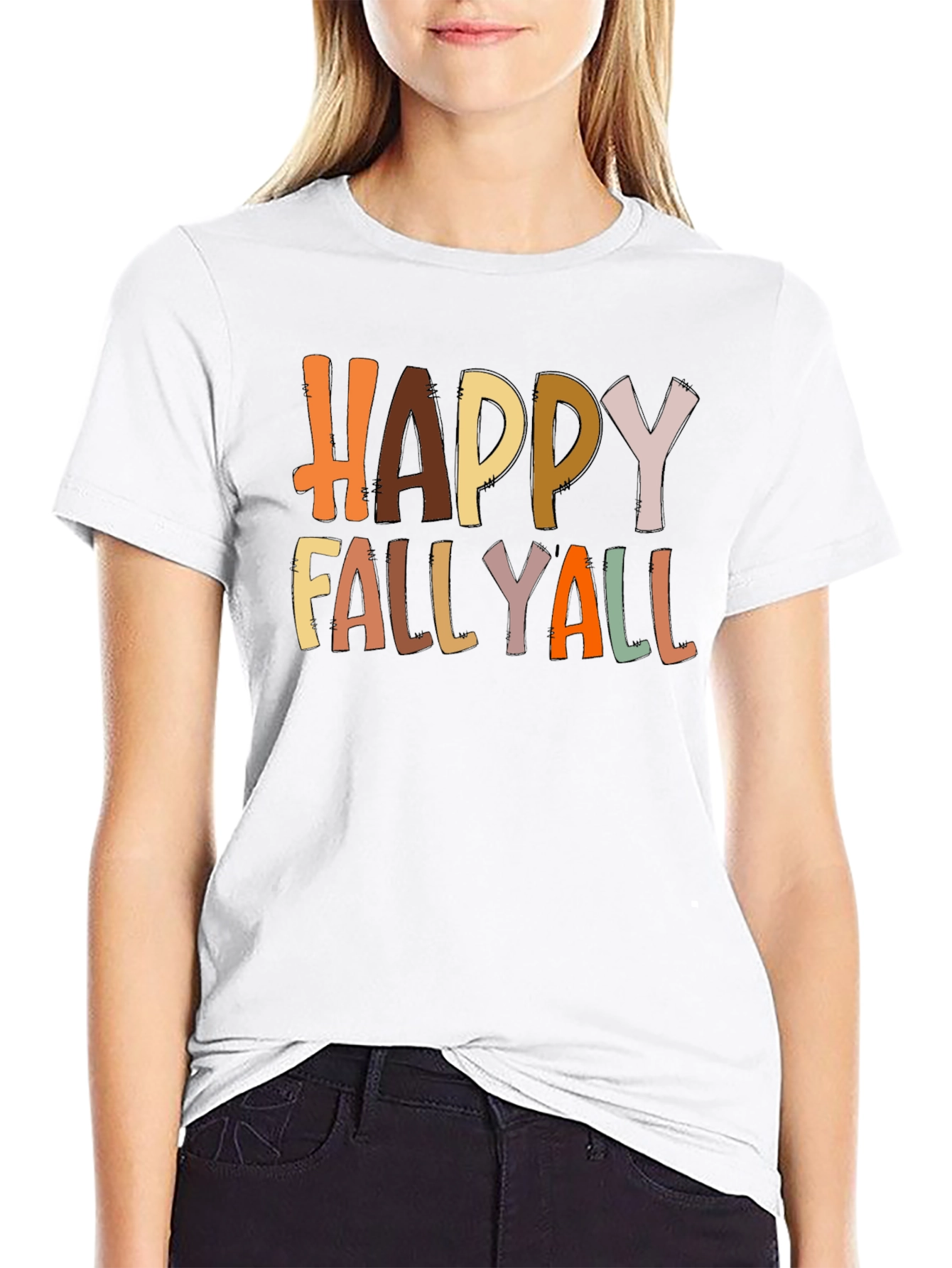 Black Happy Fallyall Graphic Tee - Fall Season Shirt view 9