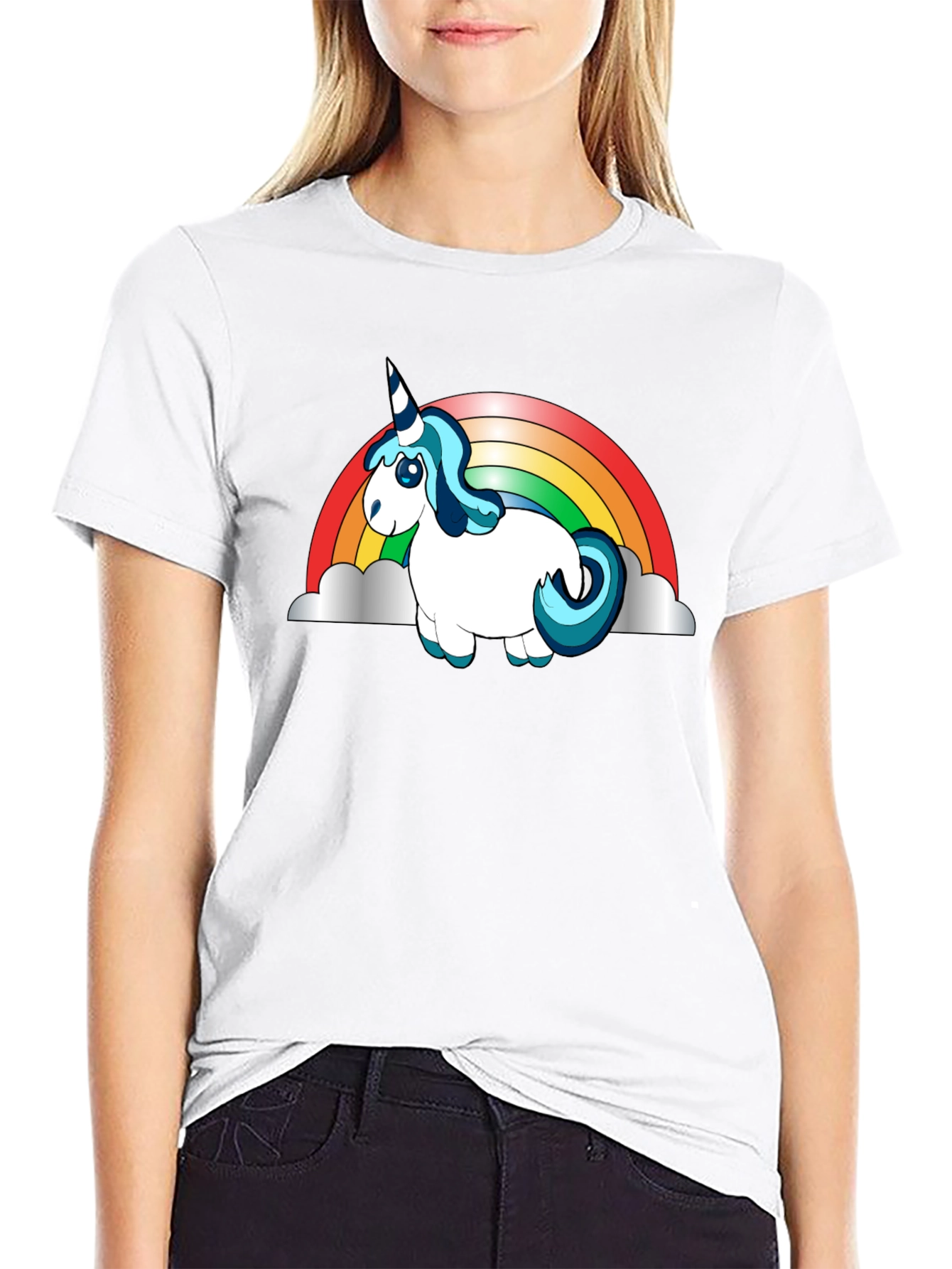 Black Unicorn Rainbow Graphic Tee view 9