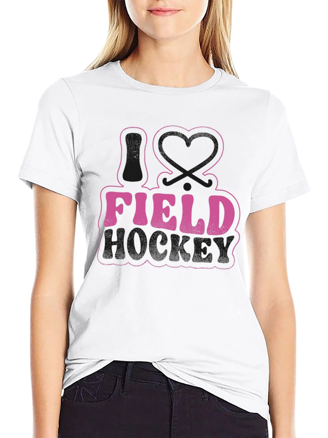 Black I Love Field Hockey Graphic Tee - Black view 9